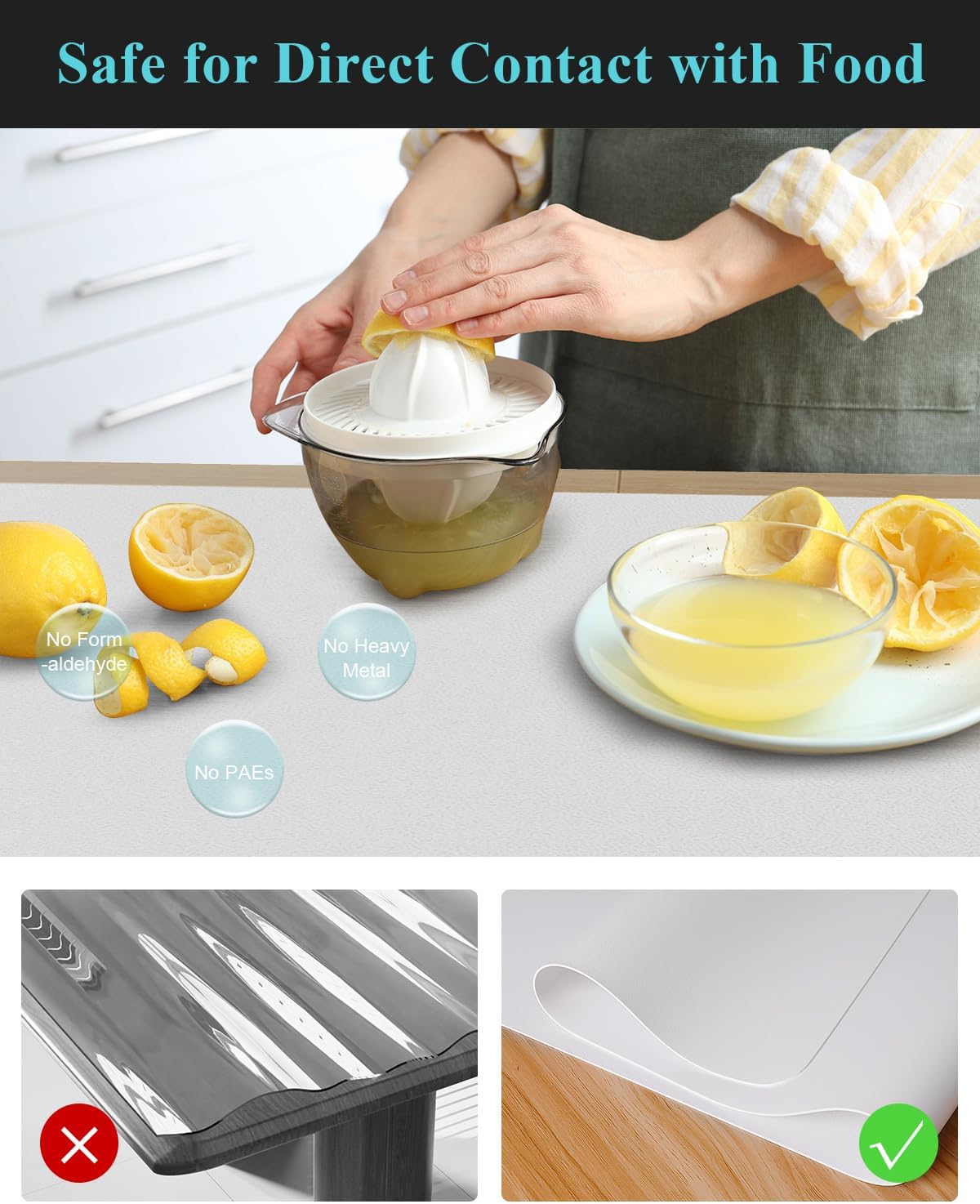 Pure White Plastic Table Cover Protector, 42" x 96" Waterproof Easy Flat PVC Desk Pad Mat, 1.5mm Thick Rectangle Vinyl Table Top Protector for Dining Room Table, Office, Dresser