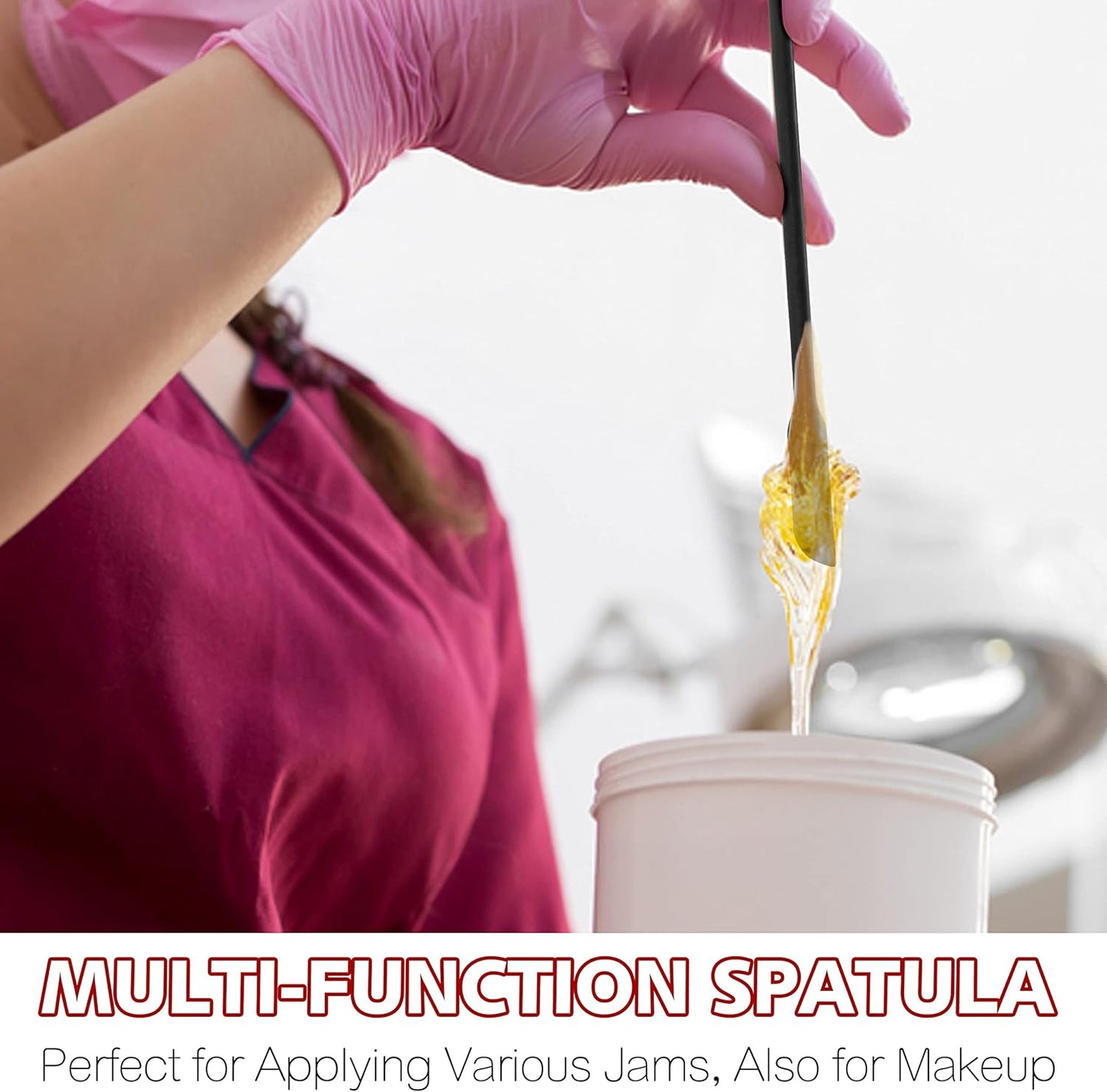 Anaeat Mini Silicone Spatulas - Set of 4 Multifunctional Small Kitchen Scraper Lotion Stirrer Tiny Makeup Beauty Spatula Reusable for Jam Jar, Cosmetic Bottles, Narrow Can and Thin Bottles (Black)