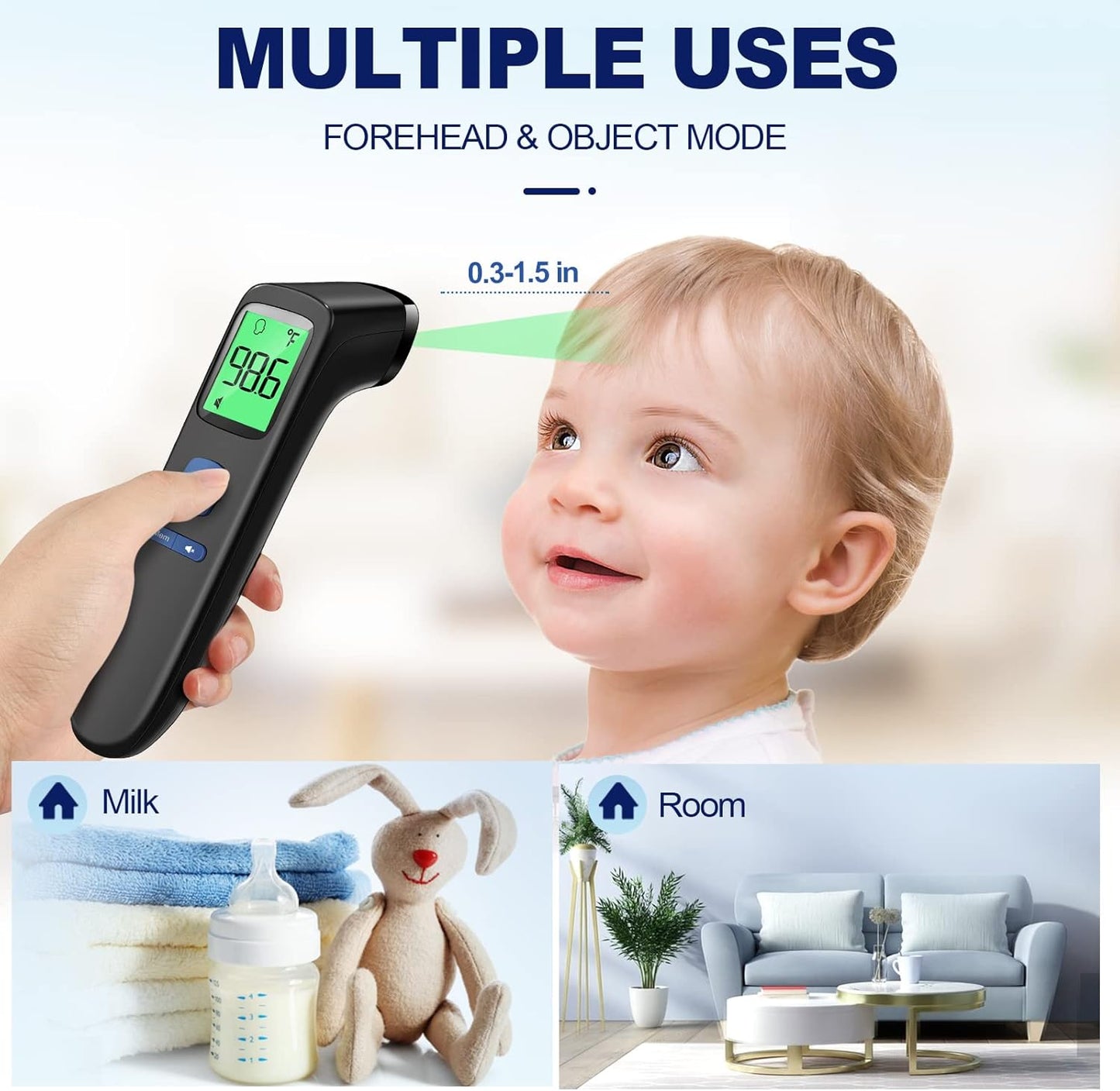 No-Touch Thermometer for Adults and Kids, Digital Baby Thermometer with Fever Alarm, 1 Second Fast Result, Easy to use, 2 in 1 Mode