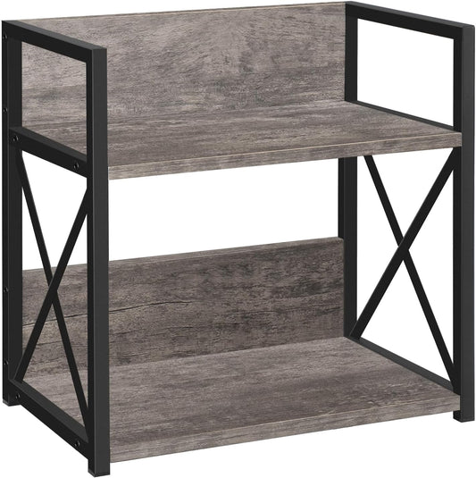 YINMIT Countertop Shelf Organizer,Coffee Bar Accessories,Spice Rack,Coffee Counter Shelf,2 Tier Coffee Organizer Station for Mugs,Cups,Cream,Syrup(Rustic Grey, Medium)