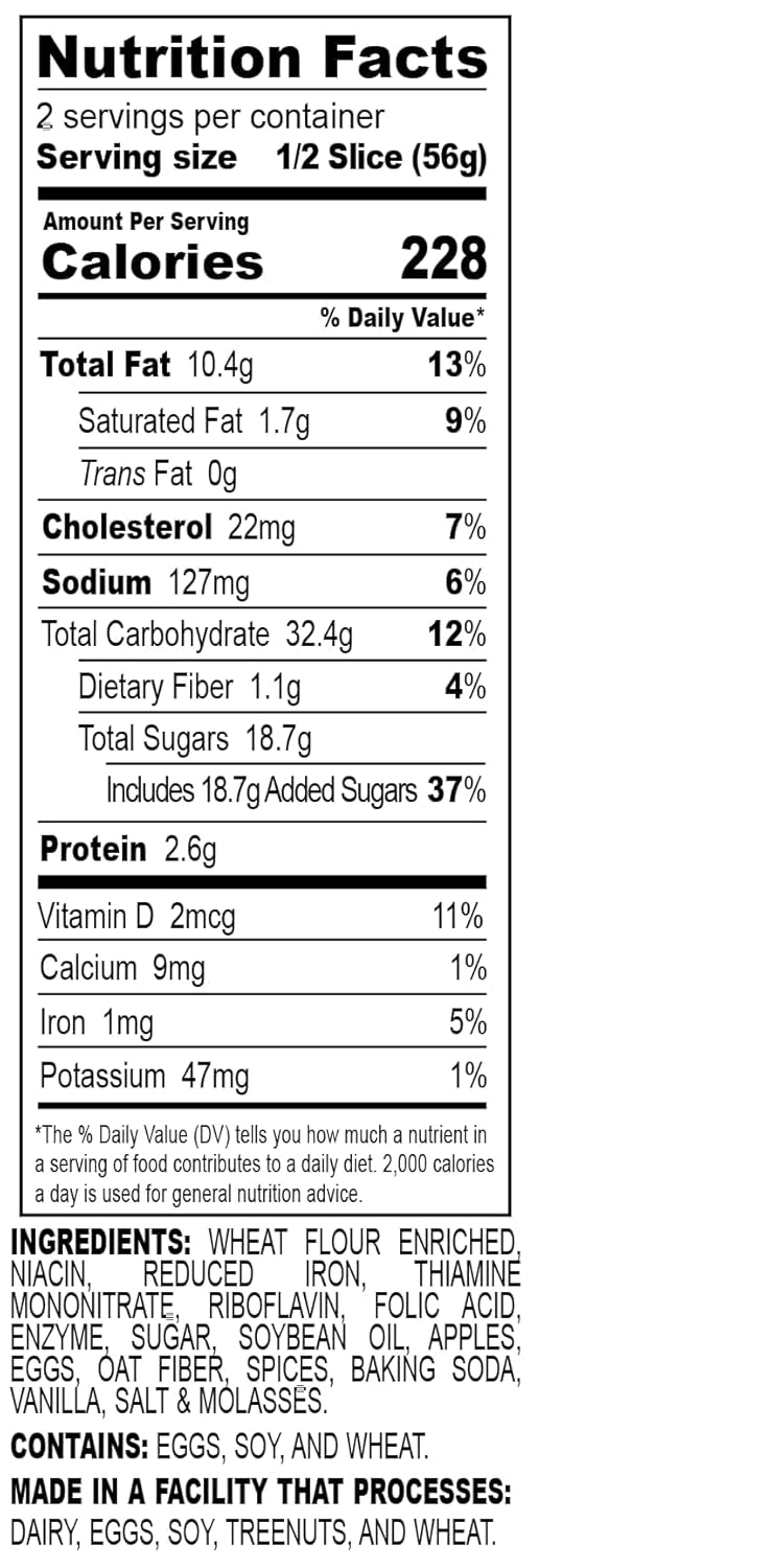 Nadel - NATURALLY DELICIOUS APPLE SPICE CAKE SLICES (16 Pack) Sweet Breads & Cakes, Back to School lunch snack, breakfast bar