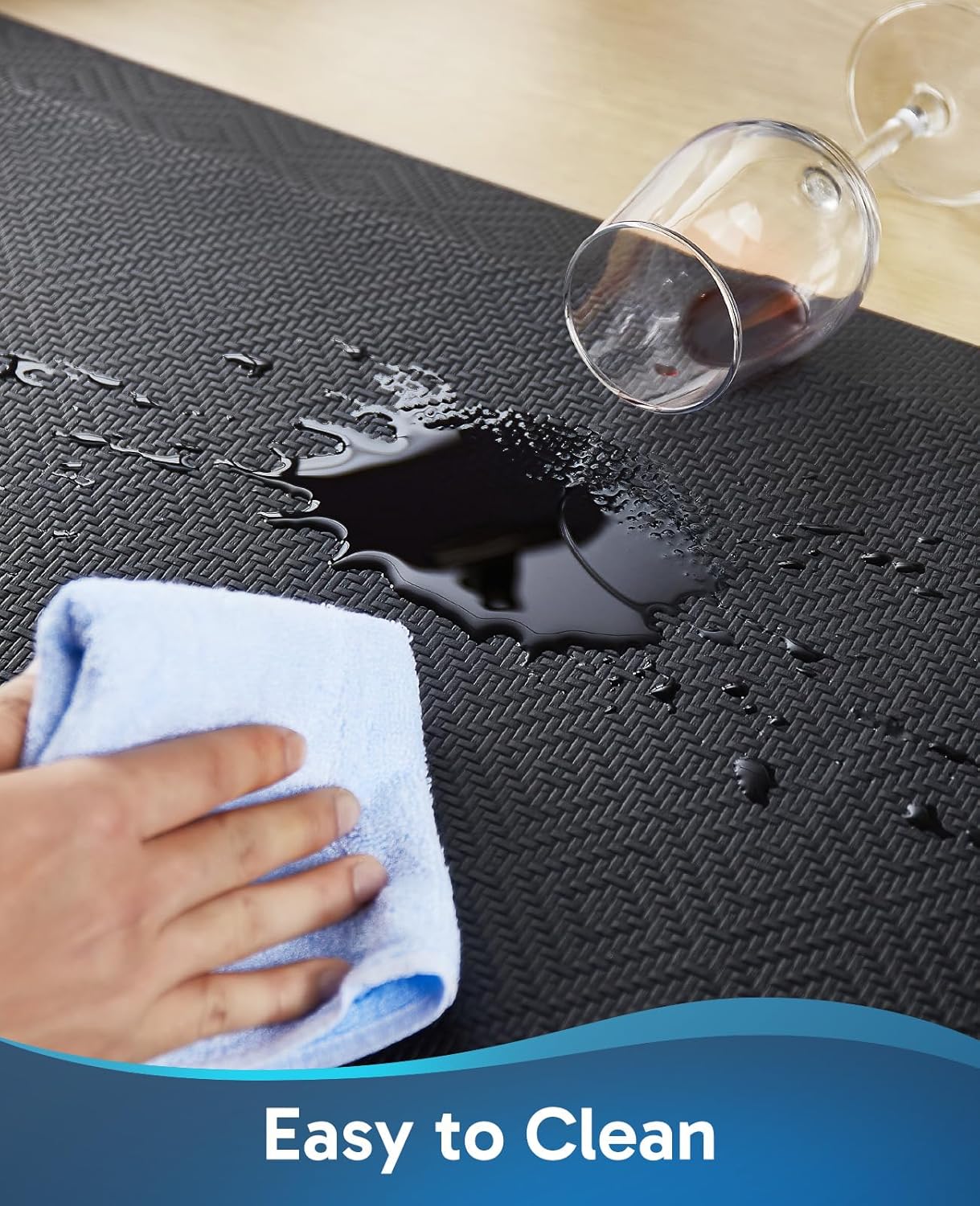 Ophanie Kitchen Mats for Floor, 3/4 inch Thick, 20x39 Anti Fatigue Cushioned Mat, Kitchen Rugs, Waterproof, Comfort Ergonomic Standing Mat for Office, Home, Sink, Black Non-Slip Ridged Bottom