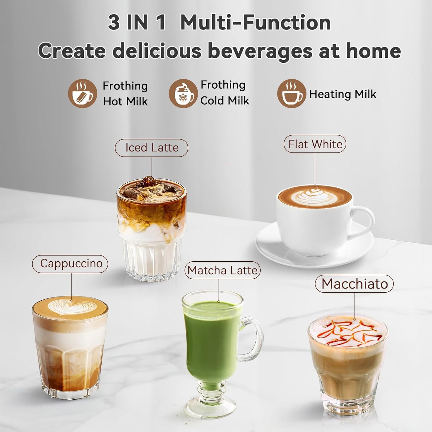 Secura Milk Frother, Electric Milk Steamer Stainless Steel, 8.4oz/250ml Automatic Hot and Cold Foam Maker and Milk Warmer for Latte, Cappuccinos, Macchiato, 120V