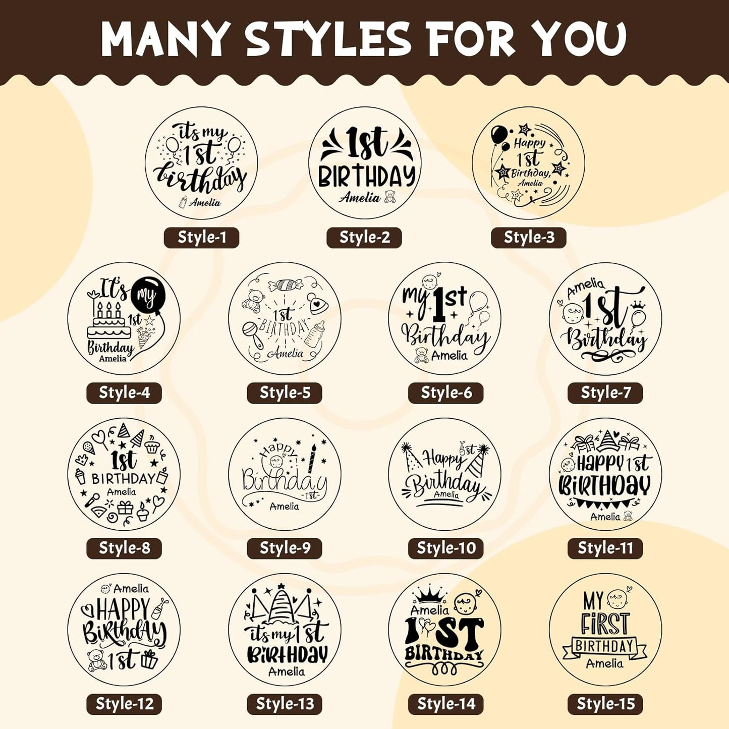 Personalized 1st Birthday Cookie Stamp Custom Acrylic Cookie Embossing Mold with Handle for Baking Decoration