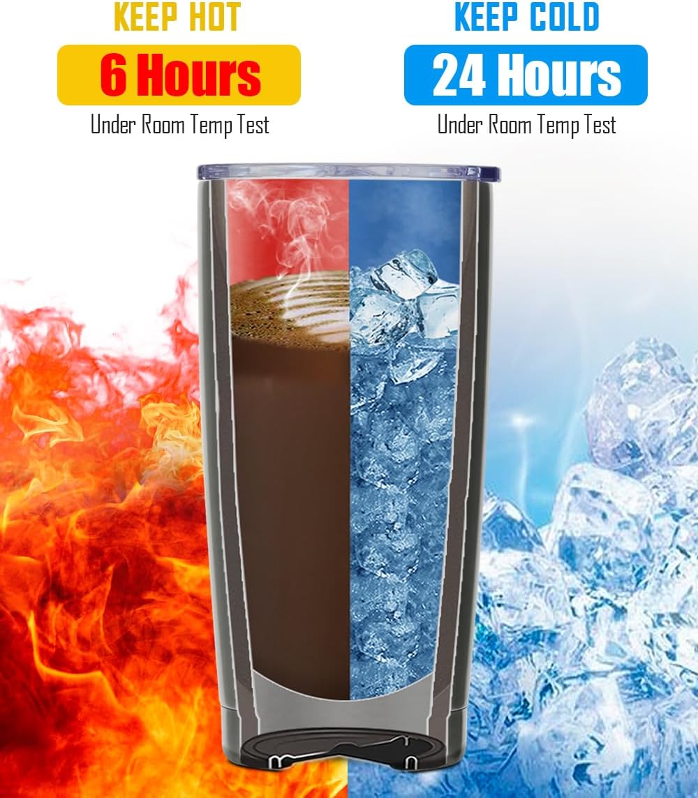 SUNWILL Travel Coffee Tumbler 20 oz, Insulated Mug with Lid, Stainless Steel Cup for Hot and Cold Drinks, Powder Coated Sakura