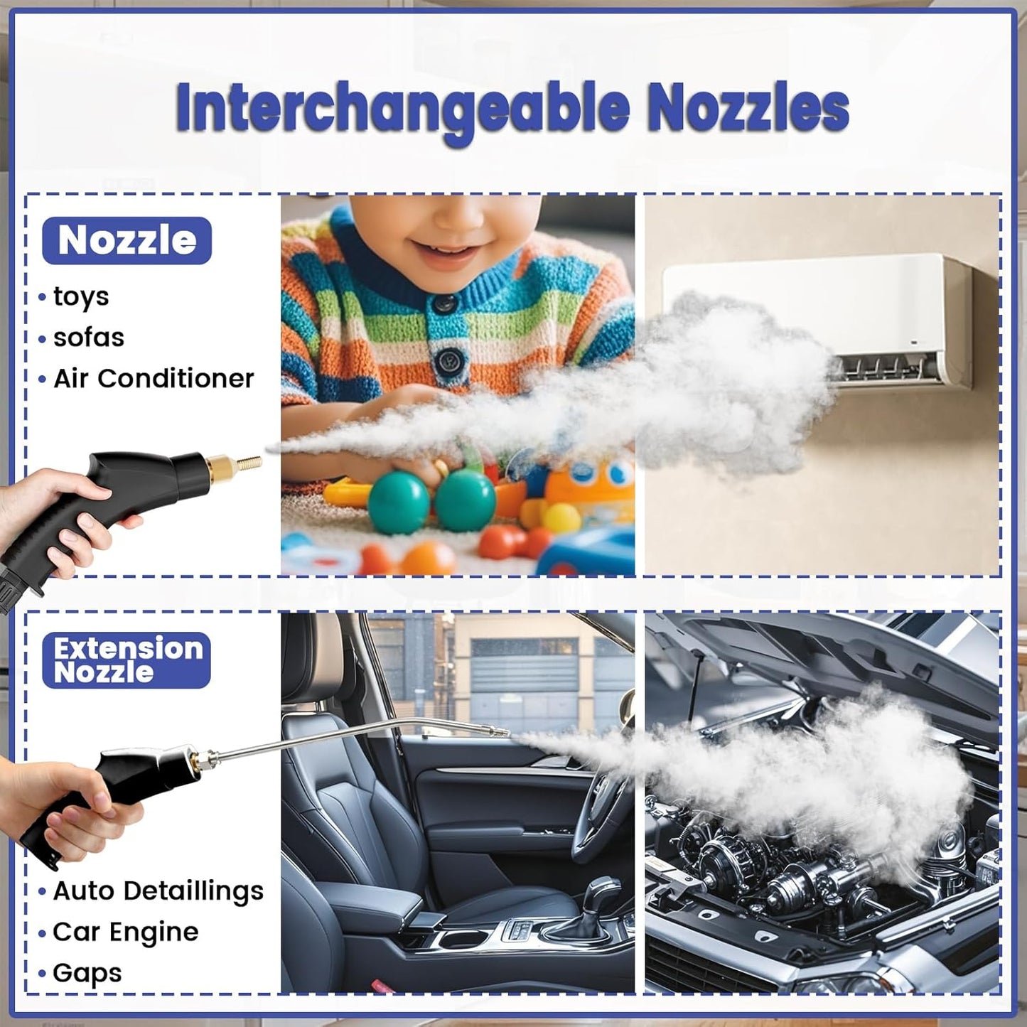 2500W Handheld Steam Cleaner,Portable Car Steamer For Auto Detailing,High-Temperature and Pressure Steam Cleaner For Home, Steam Cleaning Machine for Furniture,Kitchen,Grout,Floor,Tile (Gray)