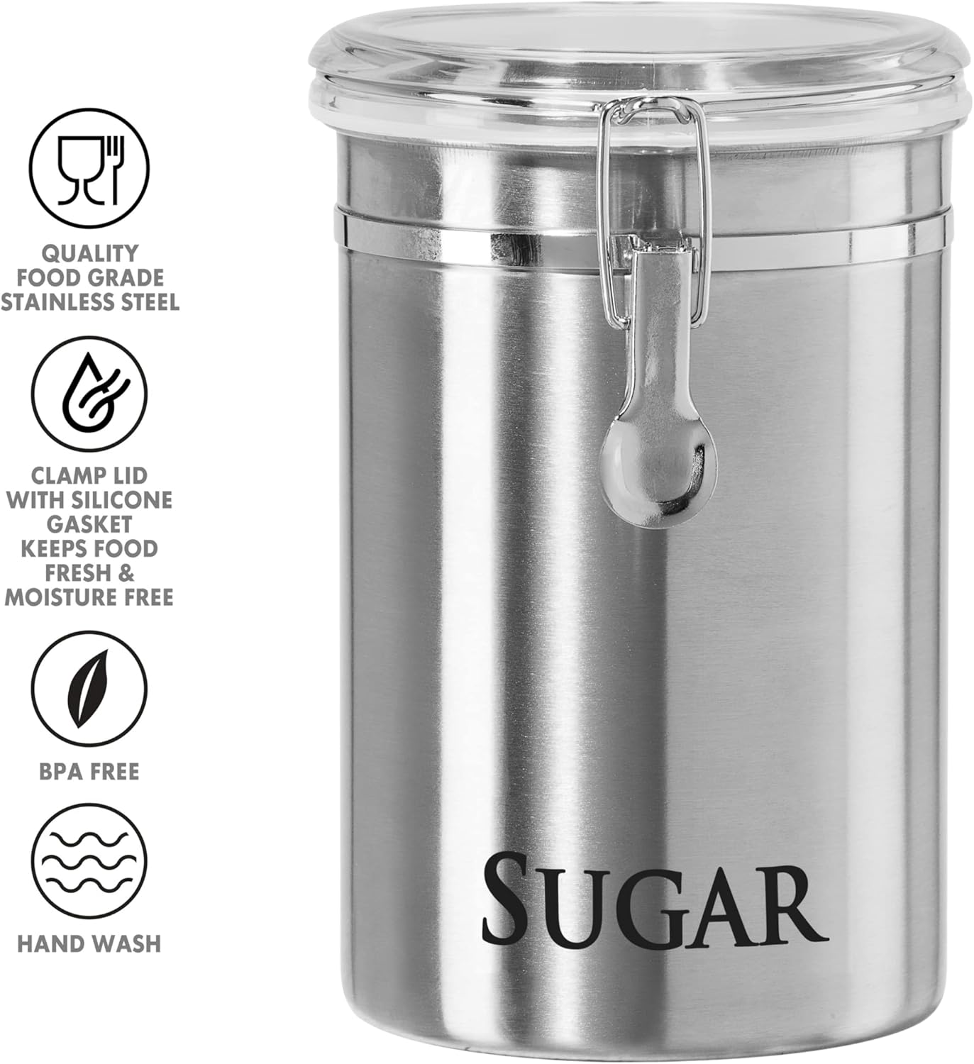 Oggi 8" Stainless Steel Flour Container & 62oz Sugar Jar Kitchen Storage Set