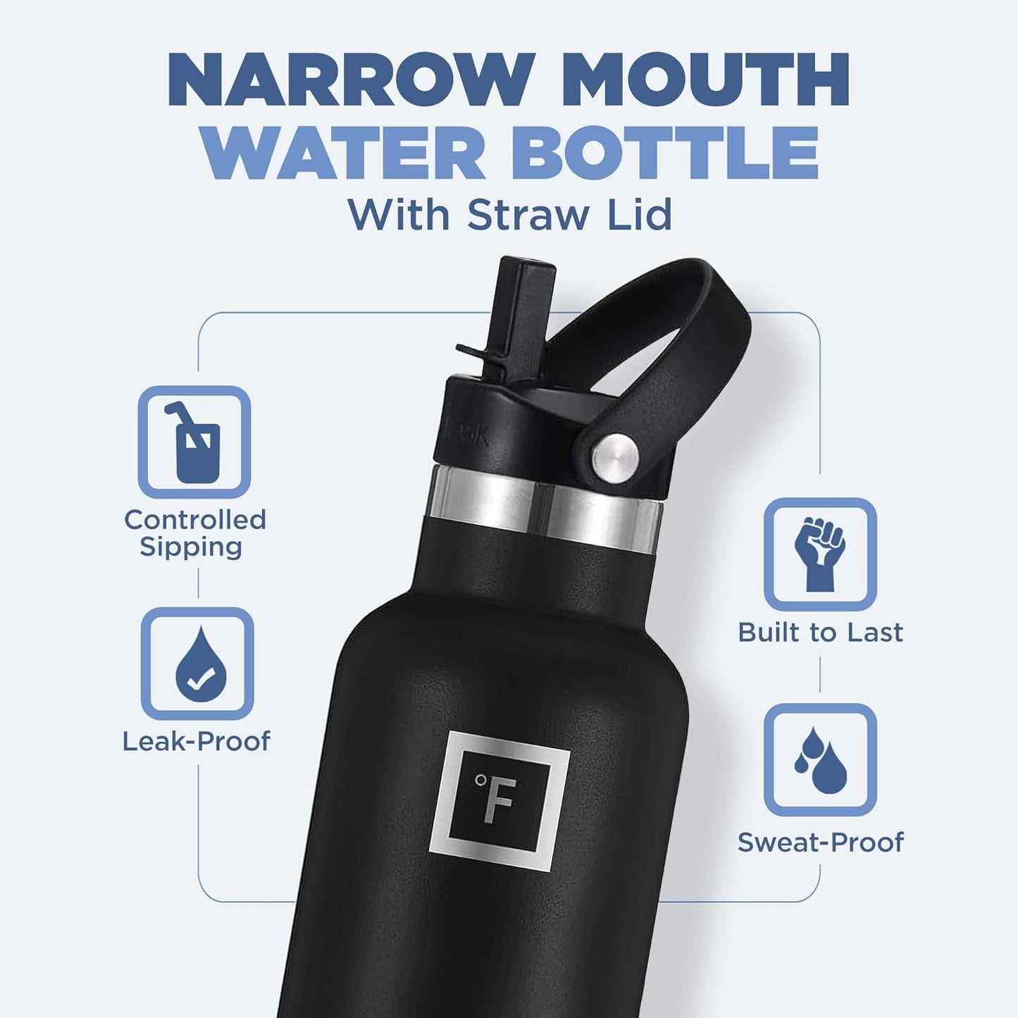 IRON °FLASK Camping & Hiking Hydration Canteens - 3 Lids (Narrow Straw Lid) Leak Proof Vacuum Insulated Stainless Steel - Hot & Cold Double Walled Sports Water Bottle - Bubble Gum, 16 Oz