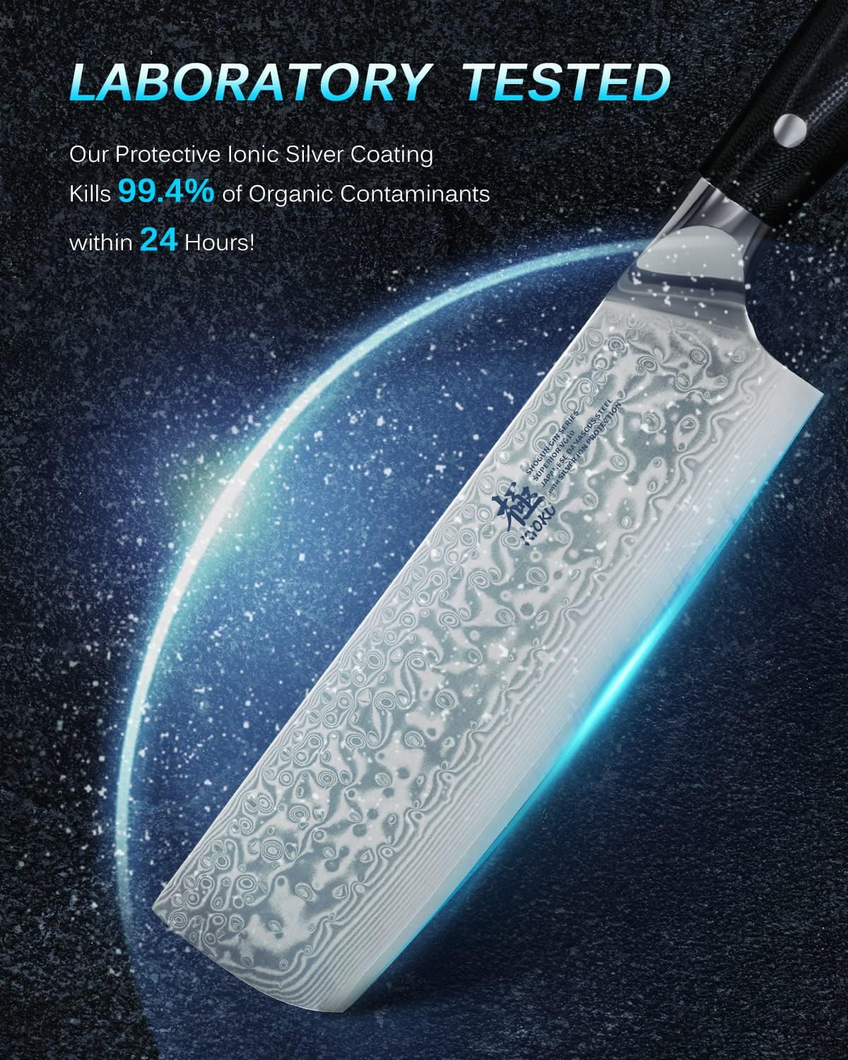 KYOKU Gin Series Nakiri Knife, 7" Vegetable Knife, Japanese VG10 Damascus Stainless Steel Kitchen Knife with Silver Ion Blade G10 Handle & Mosaic Pin, Professional Chef Knife for Veg Fruit Meat