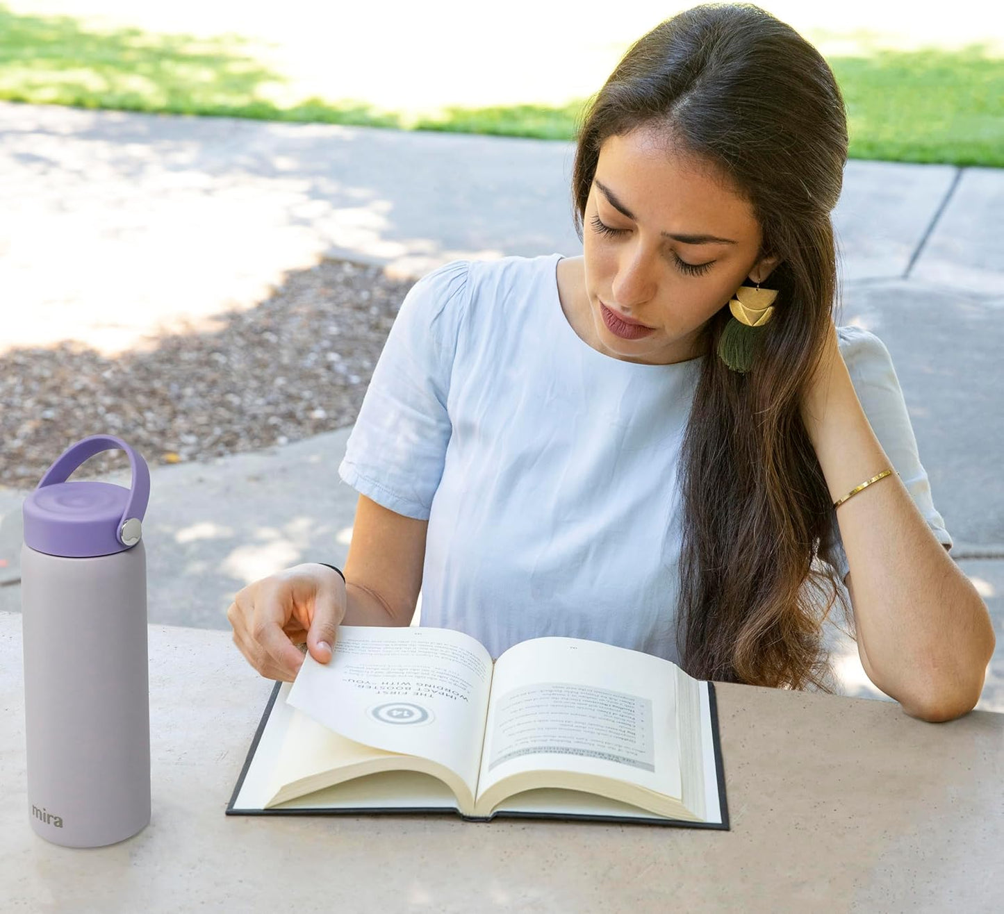 MIRA 18 oz Tea Infuser Thermos - Stainless Steel Travel Bottle with Removable Strainer for Loose Leaf Tea - Insulated Hot & Cold Brew Steeper - Heather