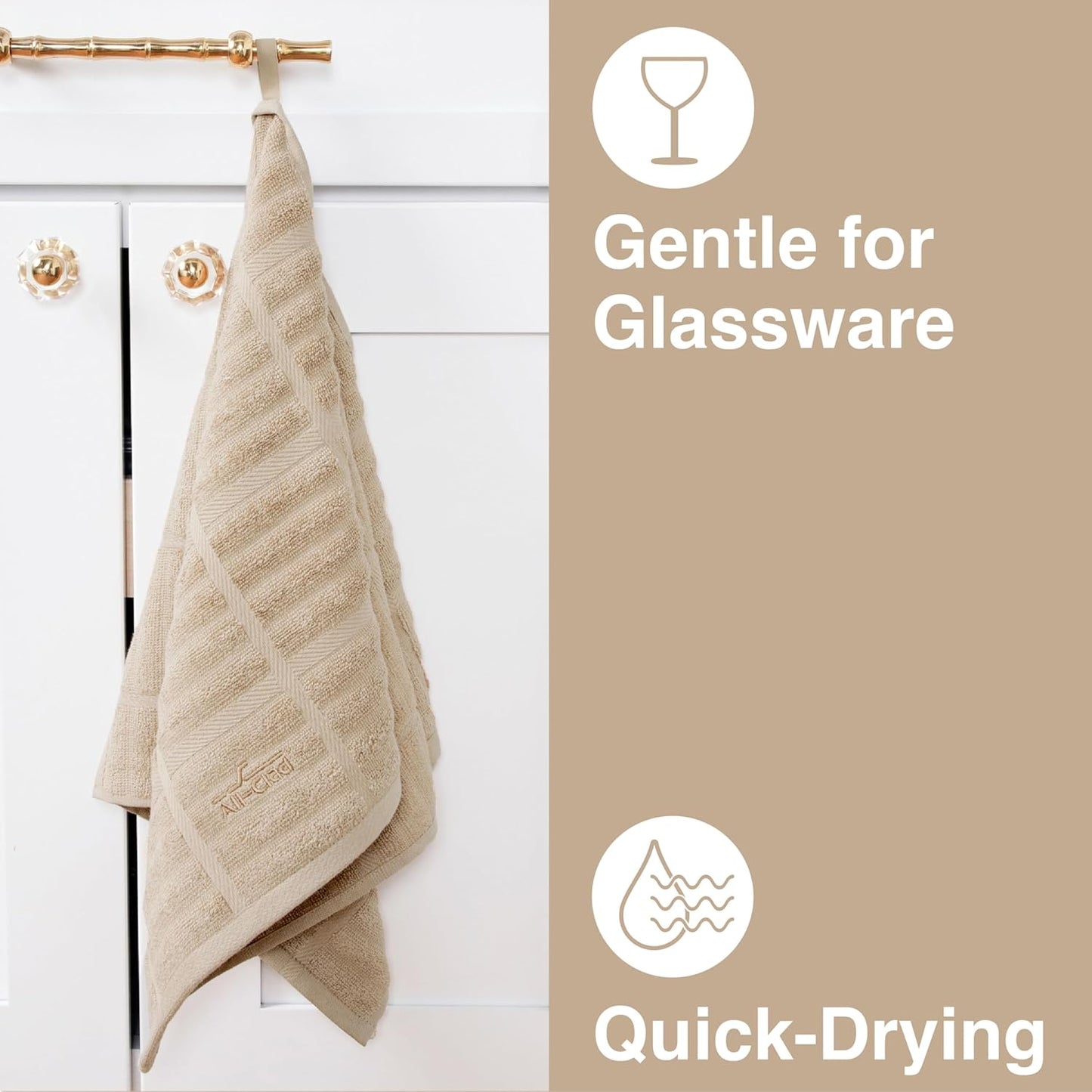 All-Clad Solid Kitchen Towels: Highly Absorbent, Super Soft Long Lasting - 100% Cotton, 17"x30" Tea Towels for Cleaning & Drying Dishes, Pans, Glassware, or Countertops, (2-Pack), Cappuccino