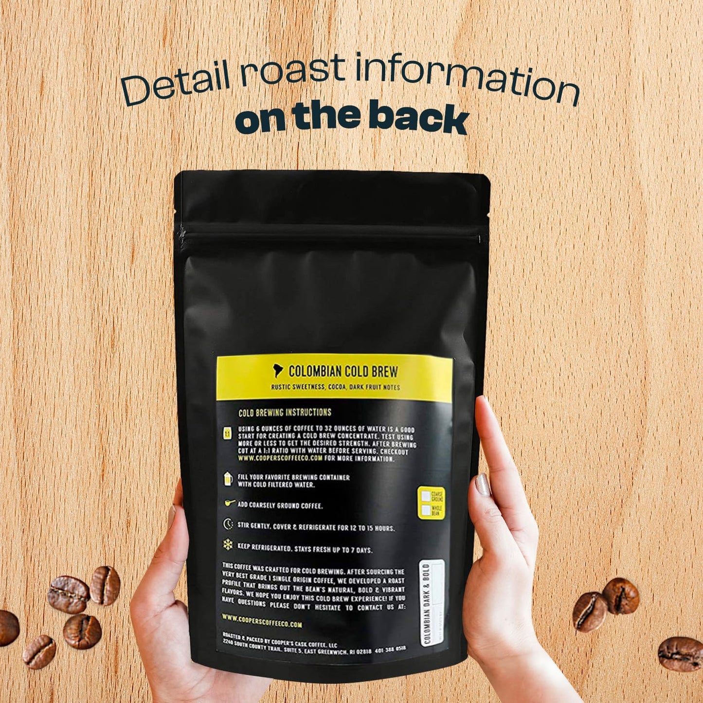 Cold Brew Coffee Colombian Reserve Single Origin Coarsely Whole Bean Coffee - 2 lb. Bag - Dark Roast