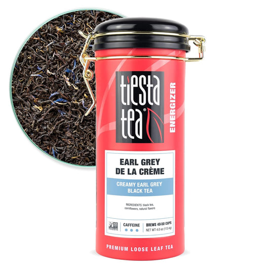 Tiesta Tea - Earl Grey de la Crème, Loose Leaf, Creamy Earl Grey Black Tea, Premium Blend, Caffeinated Black, Make Hot or Iced Brews Up to 50 Cups, 4 Ounce Refillable Tin