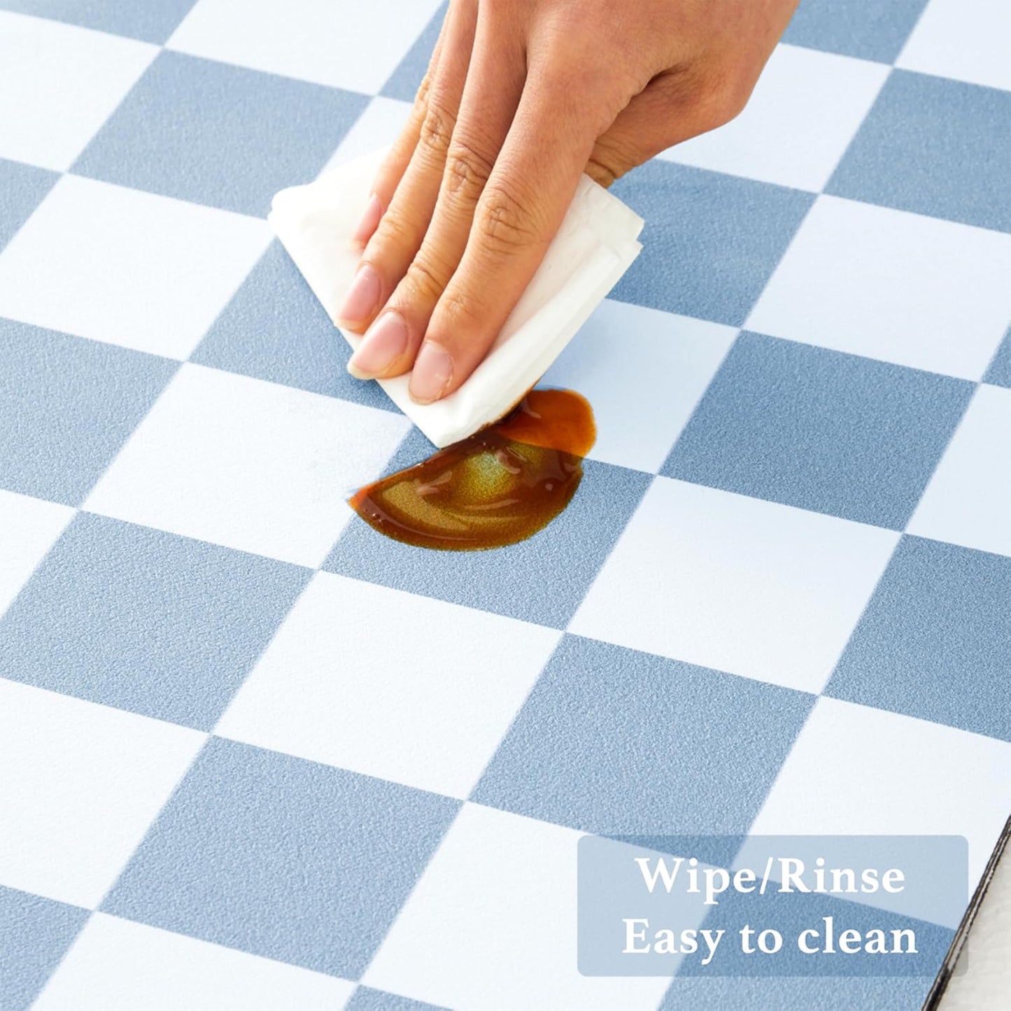 Checkered Dish Drying Mat for Kitchen Counter, Coffee Bar Station Accessories, Retro Cute Aesthetic Absorbent Coffee Mat Kitchen Drying Mat Easy Clean, Blue 12" x 19"