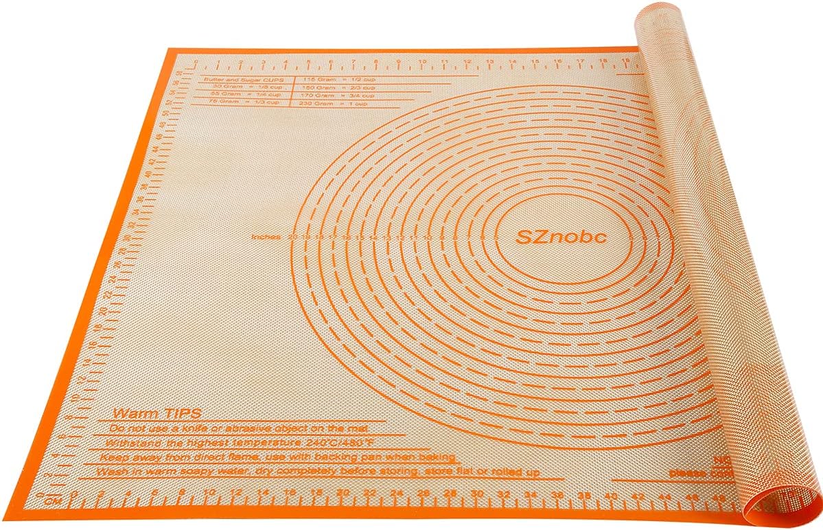 Silicone Pastry Mat 36X24 Inches Baking Mat with Measurement, Perfect for Dough, Pastry, Cookies, Pie Crust, Fondant, Bread, Sourdough, Pasta, Pizza, Kitchen Counter Mat