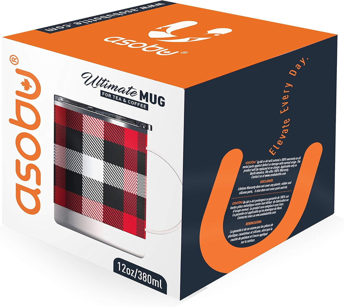 asobu Ultimate Ceramic Travel Mug, 12oz Insulated Stainless Steel Coffee Cup with Handle & Splash-Resistant Lid, Ceramic Lined for Pure Taste, BPA-Free, Double-Wall Vacuum for Hot Drinks