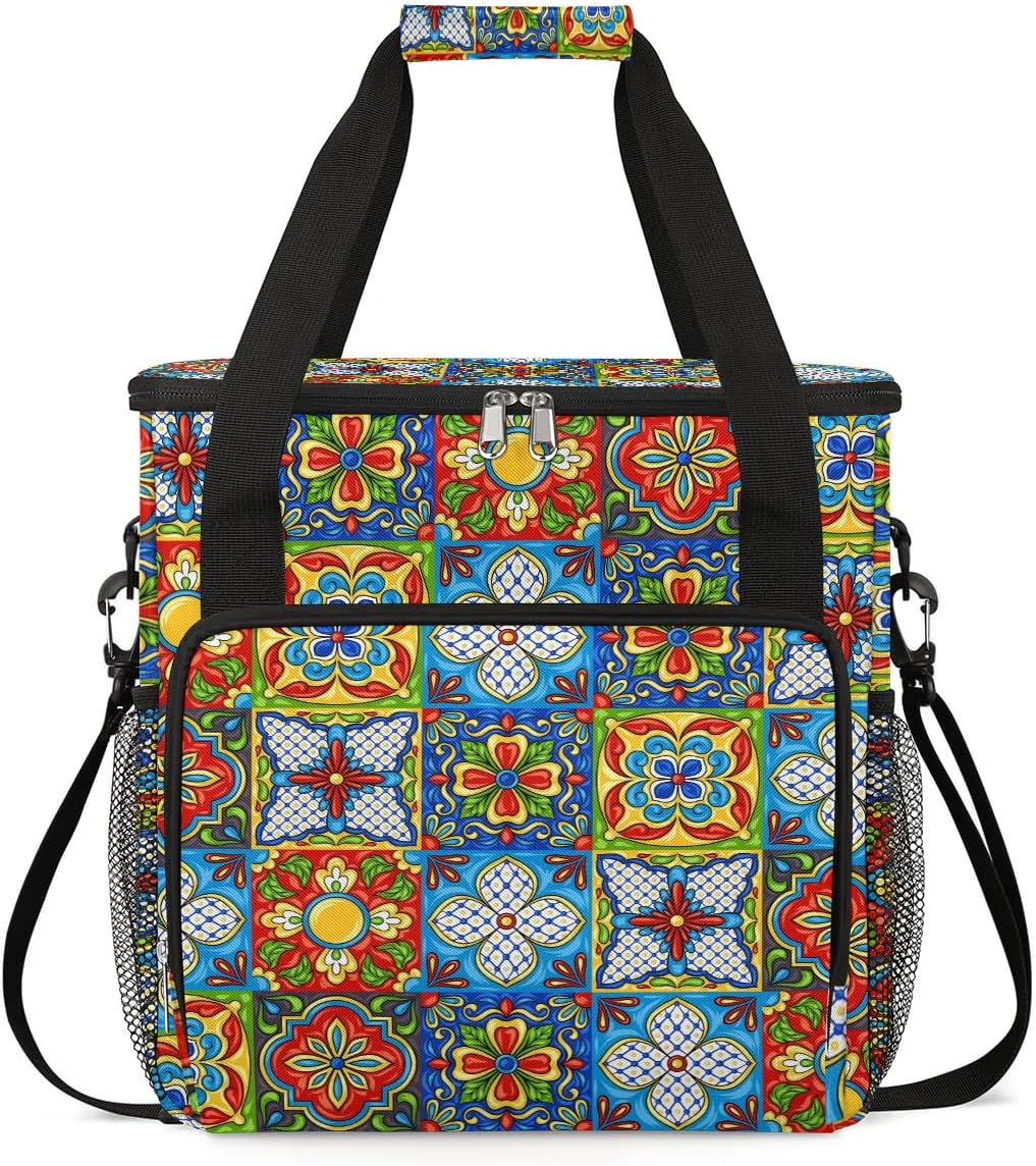 mandala flower vintage Coffee Maker Carring Bag Travel Carrying Storage Tote Bag Compatible with Keurig K-Mini or K-Mini Plus Portable Single Serve Coffee Brewer Case with Pockets for K-cup Pods