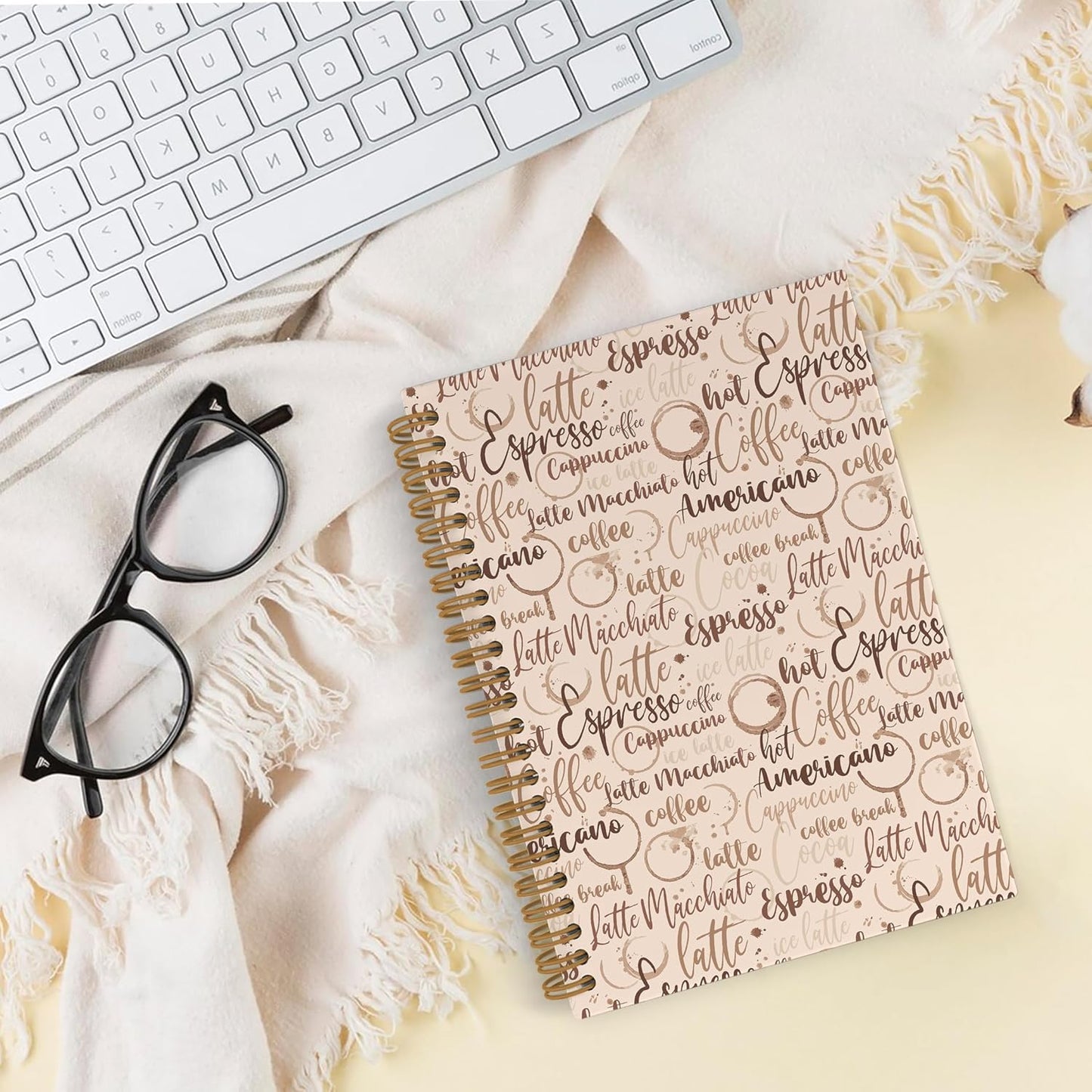 Coffee Themed Spiral Notebook, Coffee Gifts for Women, Coffee Tasting Journal Notebook, Coffee Notebooks for School Work, Coffee Lover Office Supplies Gifts for Women Men, 5.5x8.3 Inch