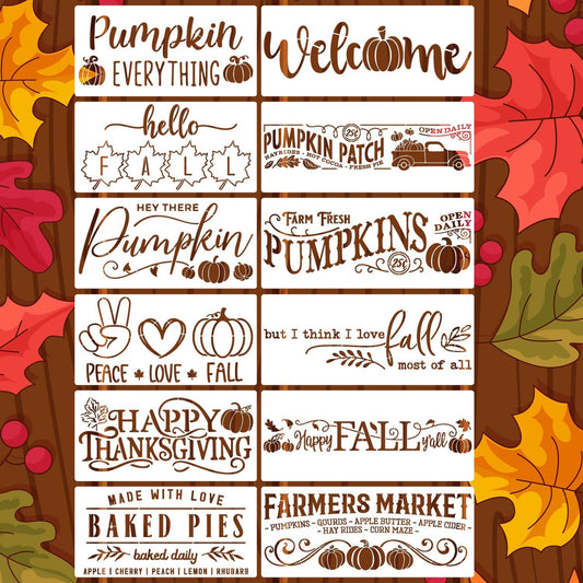 Fall Stencils for Painting on Wood Pumpkin Thanksgiving Stencil Reusable Hello Fall Stencils for Door Mats Porch Hanger Wood Sign Decor
