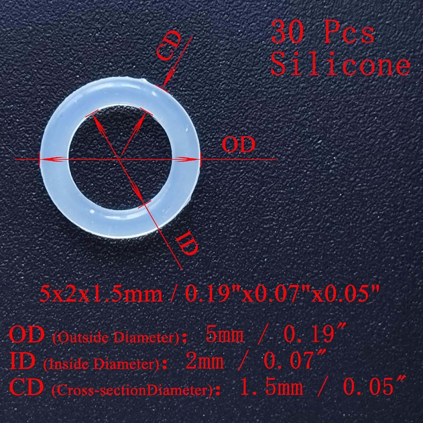 [30 Pcs] Silicone O-Rings White 5mm OD 2mm ID 1.5mm Width, Metric VMQ Sealing Gasket for Cup Lids, Coffee Maker, Brewing Fitting, Washer, Filter, Pump, Plumbing, Hose, Gauge, Auto, Machine