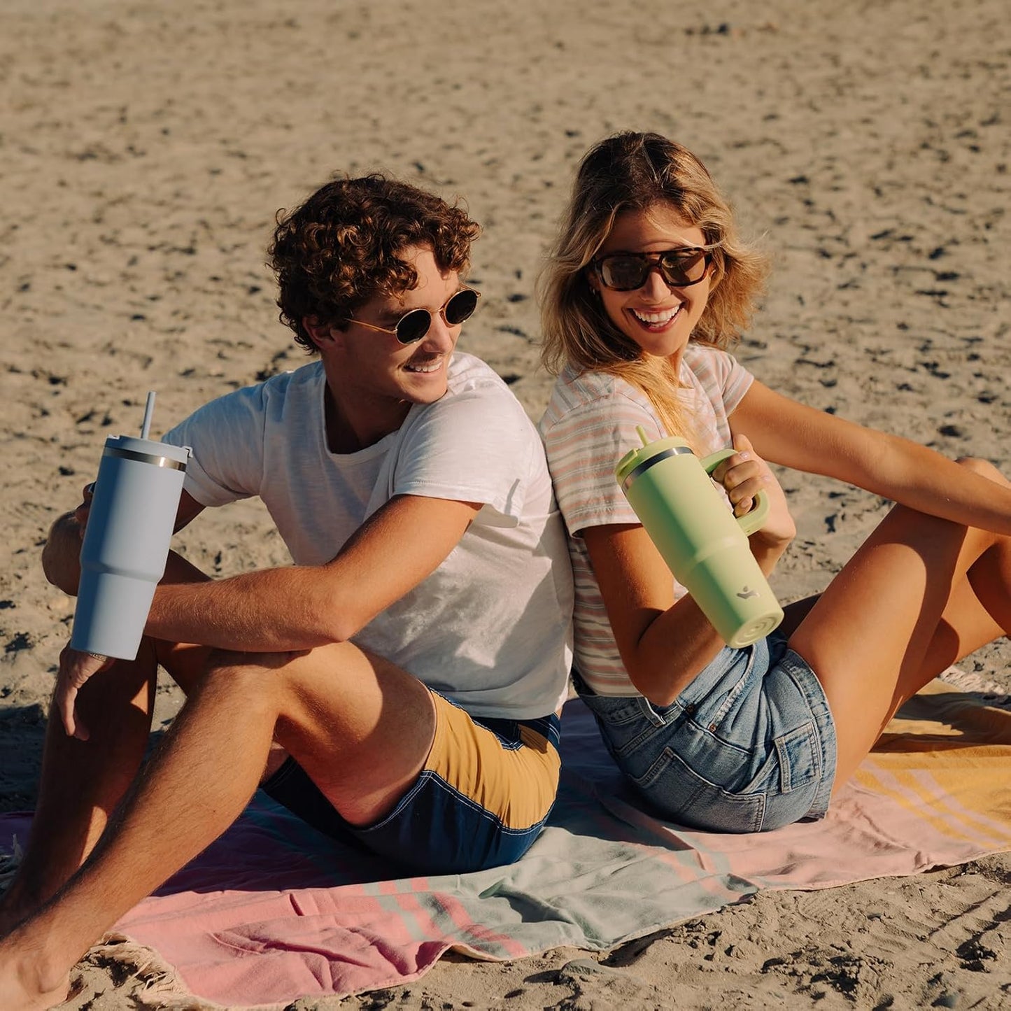 40 oz Tumbler with Handle and 2 Straws,2 in 1 Lid Insulated Water Bottle Stainless Steel Travel Coffee Mug,Turquoise