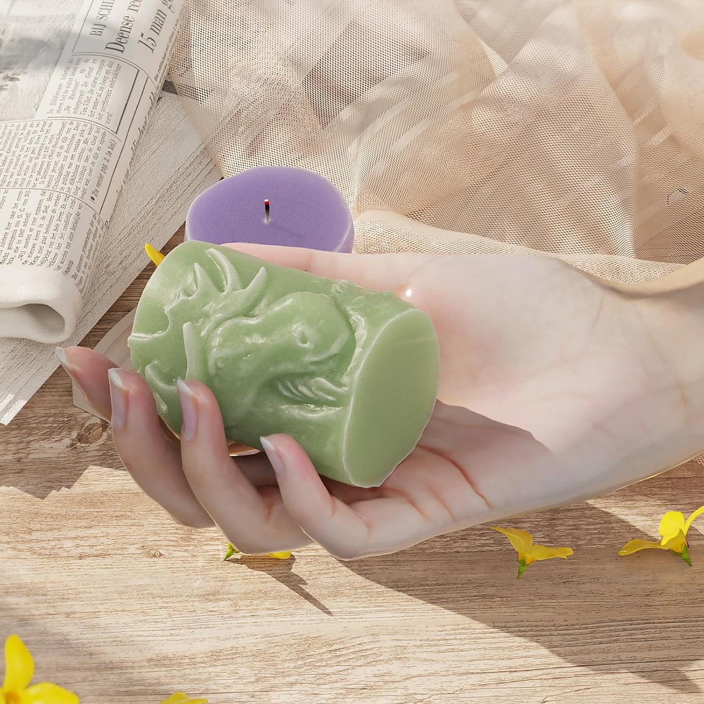 Deer Cylinder Animal Resin Casting Silicone Mold for Home Decor & Candle Making Wave Spiral Mold