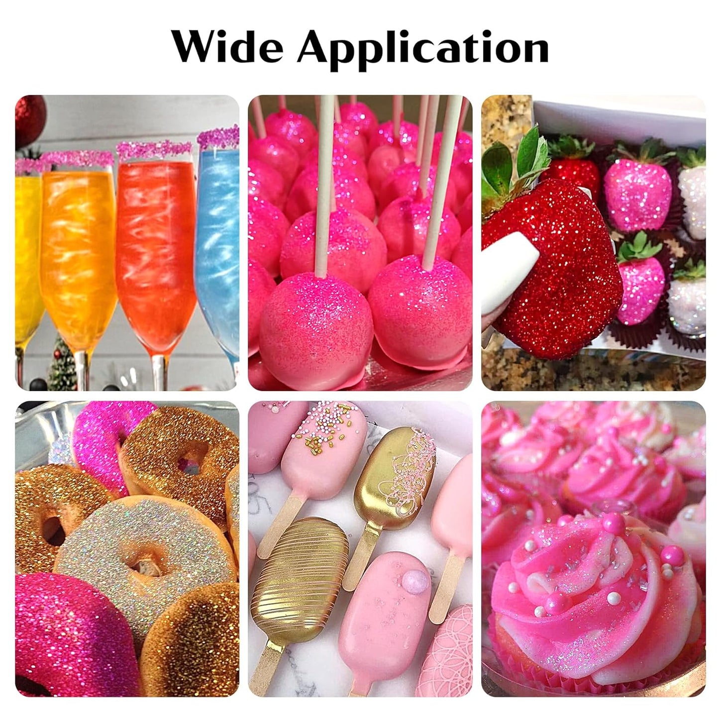 Edible Glitter for Cocktails - 5 Colors Luster Dust Edible Drink Glitter Food Grade Metallic Shimmer Powder for Beverage Chocolate, 5g/Bottle