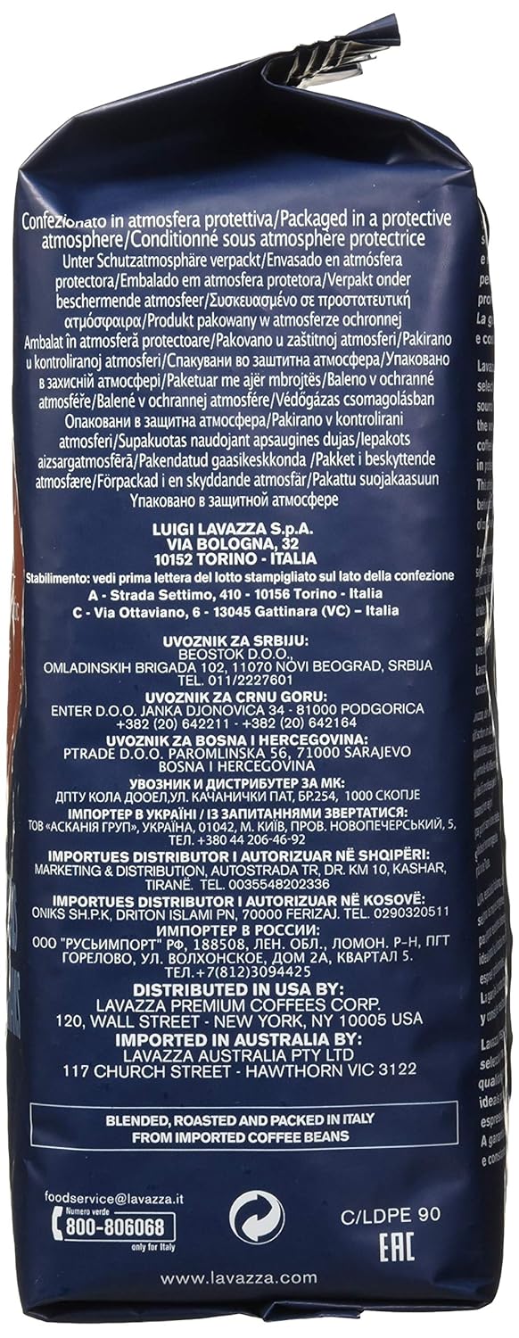 Lavazza Italian "Super Crema" Espresso Whole Bean Value Pack (3 x 2.2 lb bags)