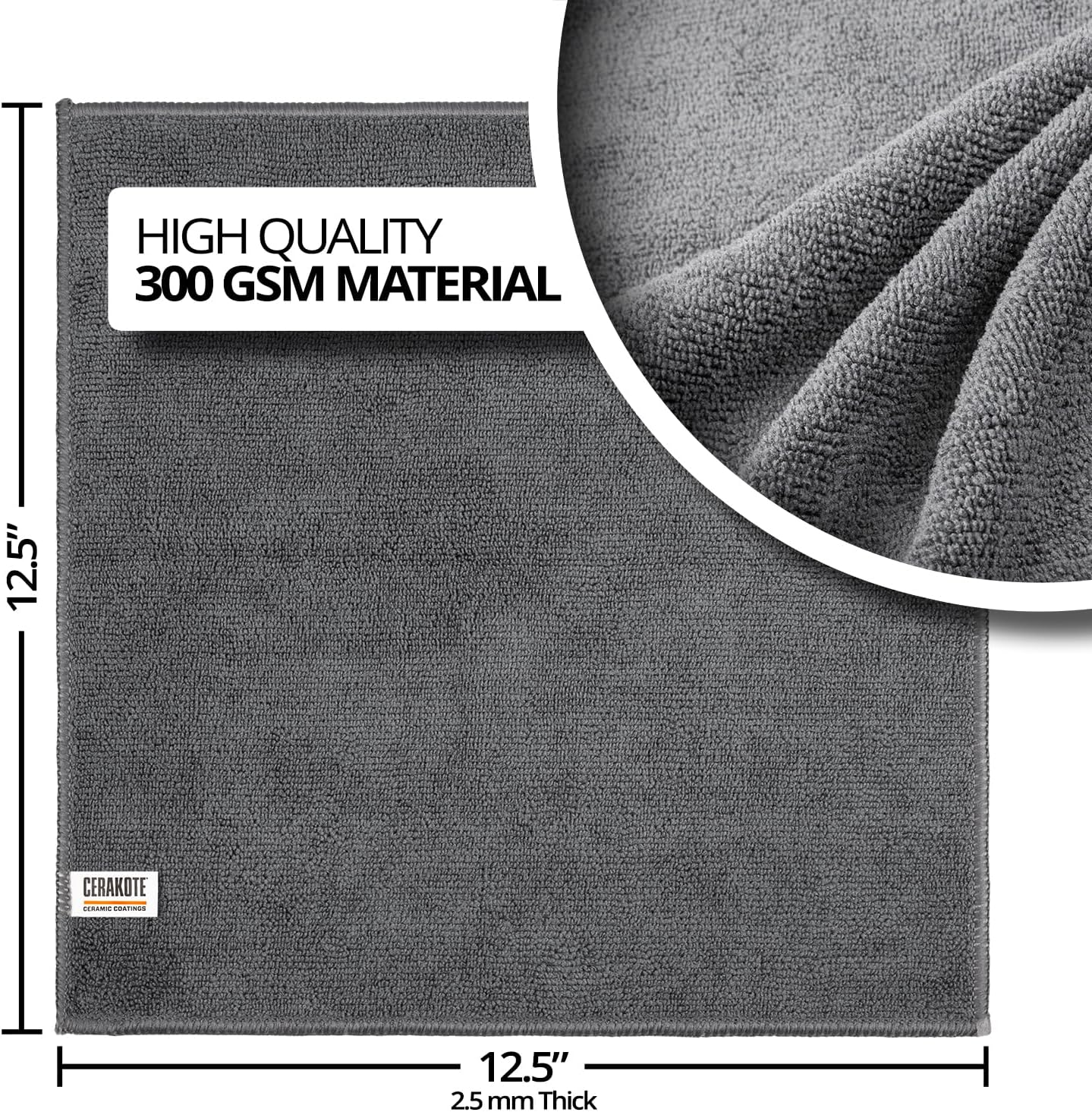 CERAKOTE Microfiber Towels (12 Pack) - Cleaning and Application Towels Durable Microfiber Material - 300 GSM Lint-Free Towel - Ideal for Cars, Home, Shop and Office Cleaning