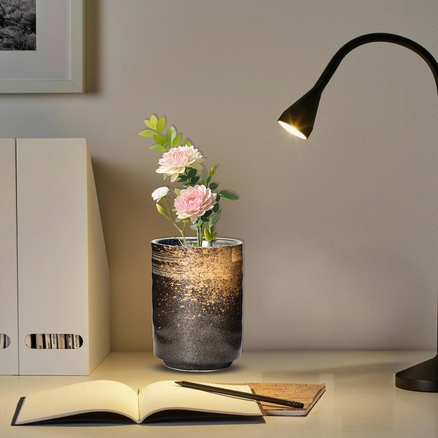 Ceramic Spoon Holder for Coffee Bar, Upright Tea Spoon Holder Cup, Coffee Stirrers Straws Stir Stick Holder, White