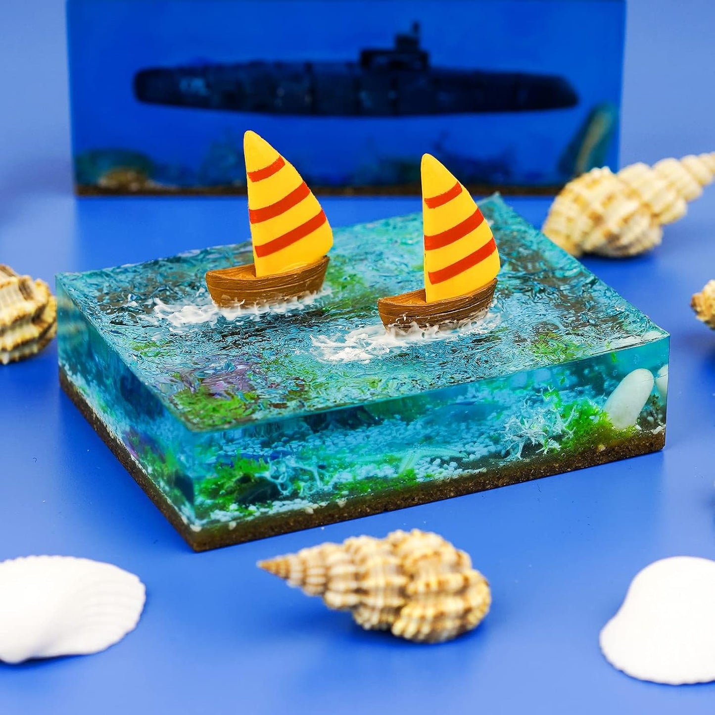 LET'S RESIN Epoxy Resin Molds, Resin Casting Molds Silicone Square Ball Molds 9PCS Different Sizes, Silicone Resin Molds for Resin Jewelry, Soap, Dried Flower Leaf, DIY Fans