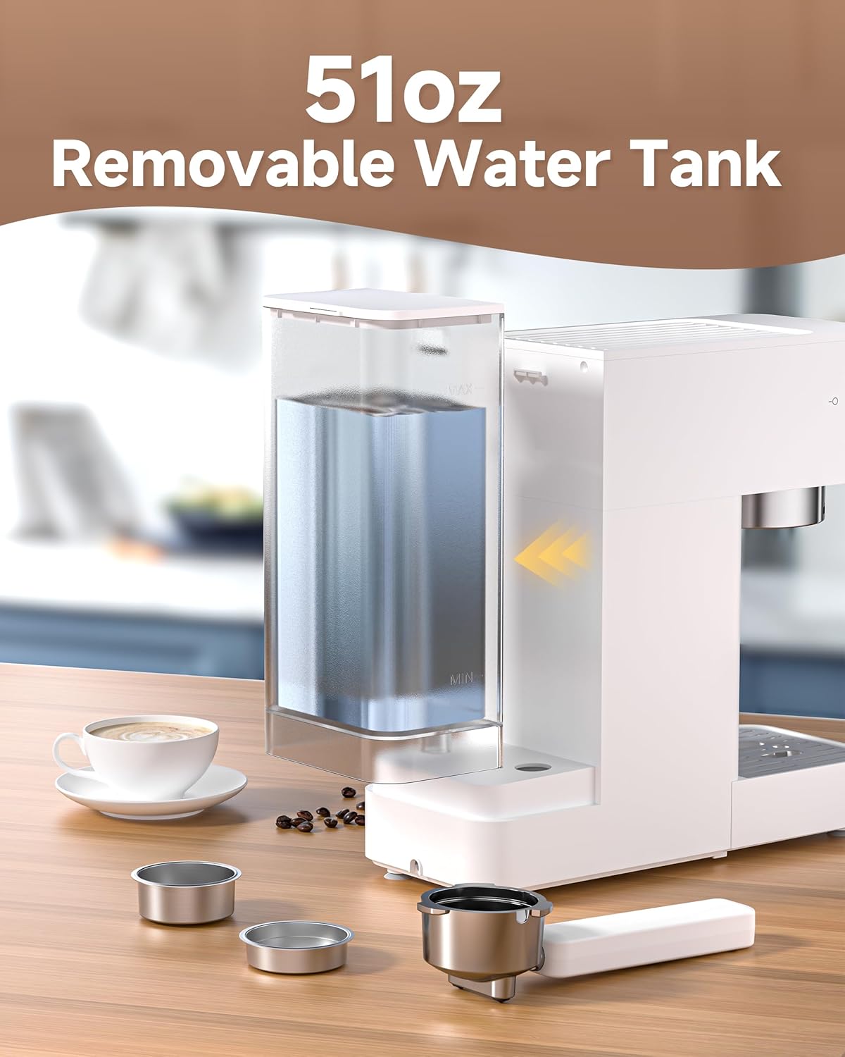 AMZCHEF Espresso Machine 20 Bar, Compact Espresso Maker with Steam Milk Frother, Coffee Maker with 41oz Removable Water Tank for Home, Coffee Machine for Cappuccino, Latte, Americano, 1350W