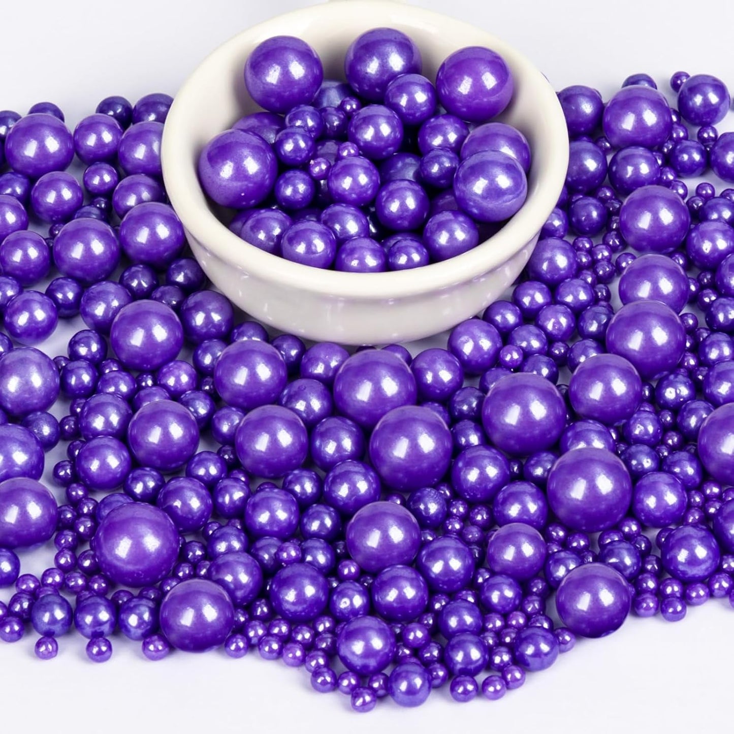 Twisweet Purple Sprinkles, Edible Purple Pearls for Cake Decorating, Sugar Sprinkles for Baking, Mix Size Candy Pearls, Cake Topper Ice Cream Cupcake Cookie Toppings Dessert Decorations, Wedding Birthday Halloween Supplies (130g/4.58oz)