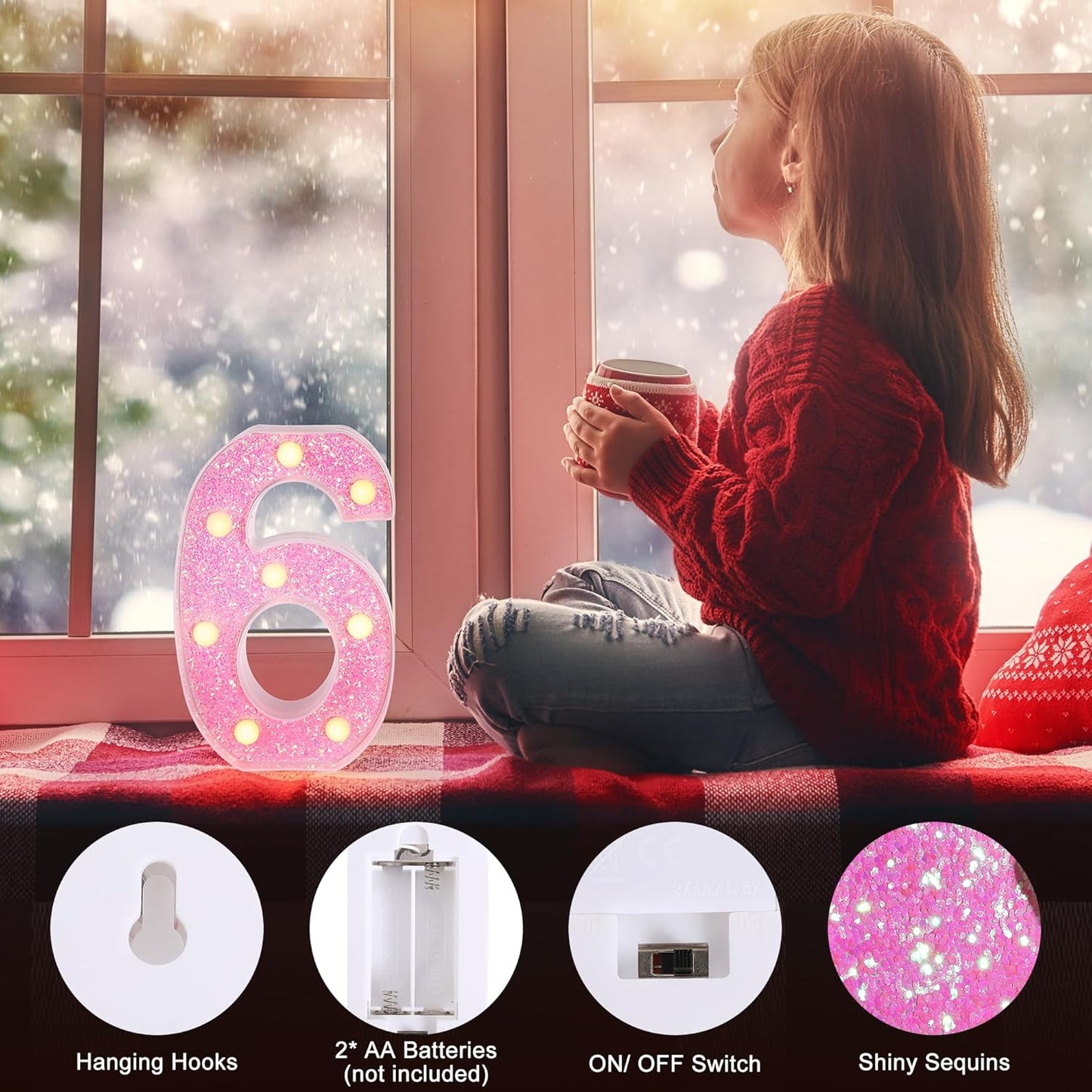 Foaky Pink Light up Letters，Pink Party Decorations,Girls Room Decor,Glitter Marquee Numbers,Alphabet Letter Sign for Night Light Birthday Party Girls Gifts, Home Bar Decoration (7)