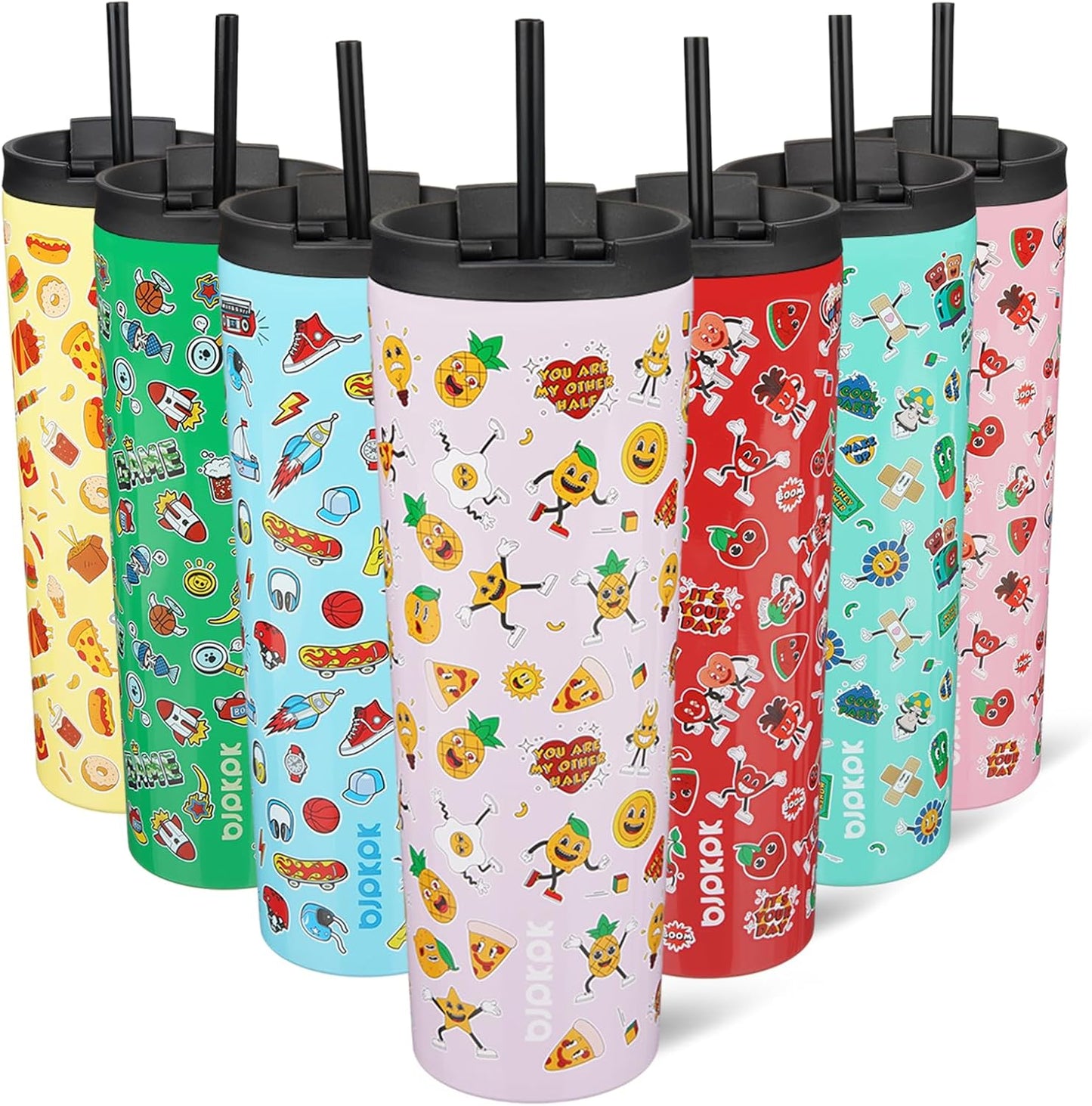 BJPKPK 30oz Tumbler With lid And Straw Stainless Steel Travel Coffee Mug Insulated Tumblers Cups,Hawaii Fruits Purple