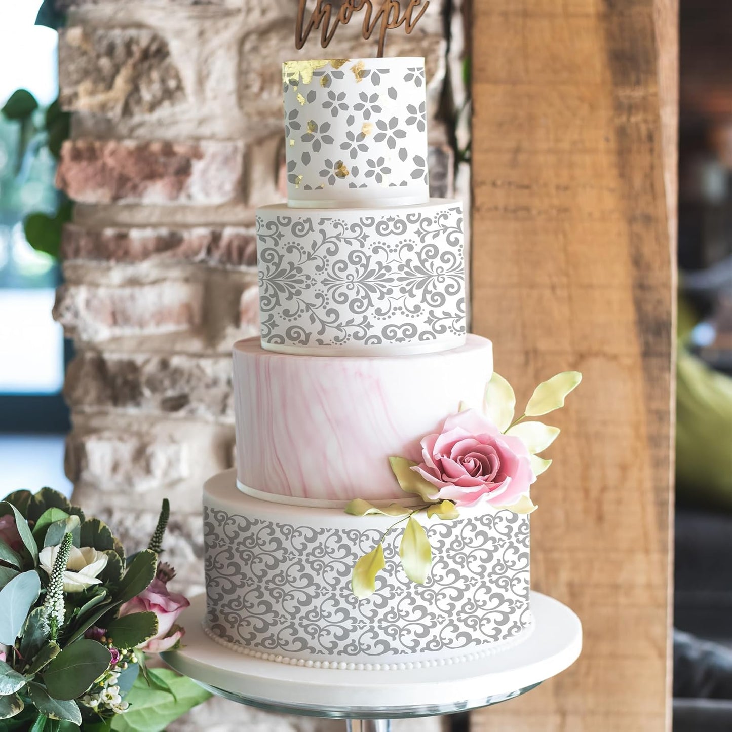 Cake Buttercream Decorating Stencils - 15 Pcs Reusable Cake Stencils Floral Boarder, Cookies Royal Icing Stencils Biscuits Decorating Template Cake Baking Stencils