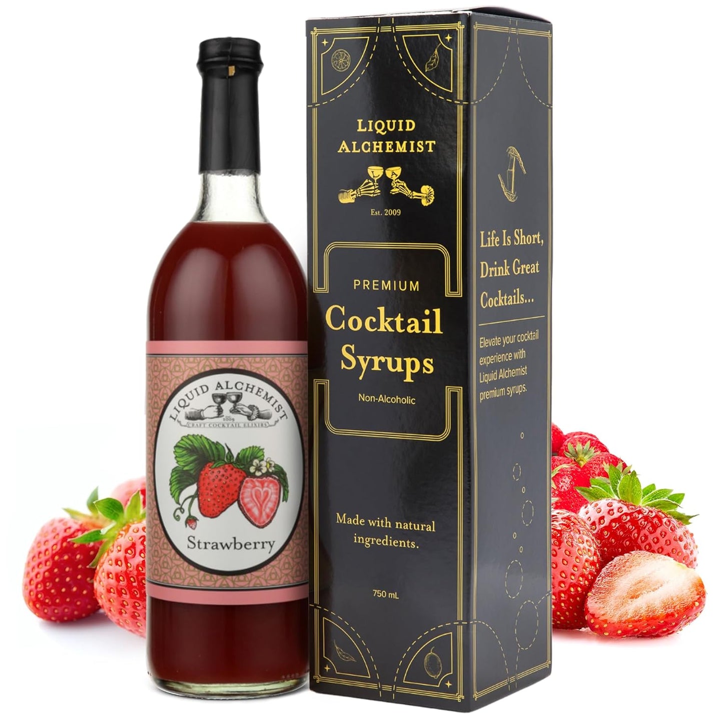 Liquid Alchemist Strawberry Syrup for Drinks - Real Ingredients Make our Strawberry Puree for Drinks a Perfect Margarita Mix - Our Flavored Syrup is Gluten & Dairy Free (25 oz)