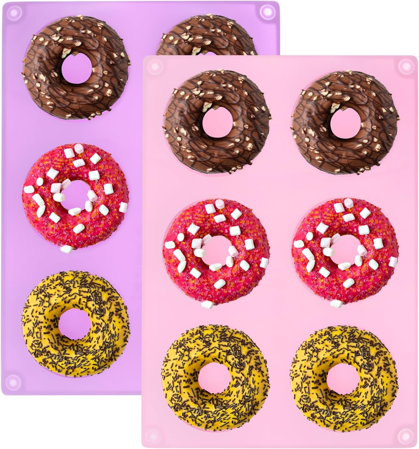 uxcell 4pcs Silicone Muffins Pan, 6 Cup Silicone Cupcake Pan Nonstick Baking Tray for Muffins, Cupcakes, Dishwasher Safe, Pink