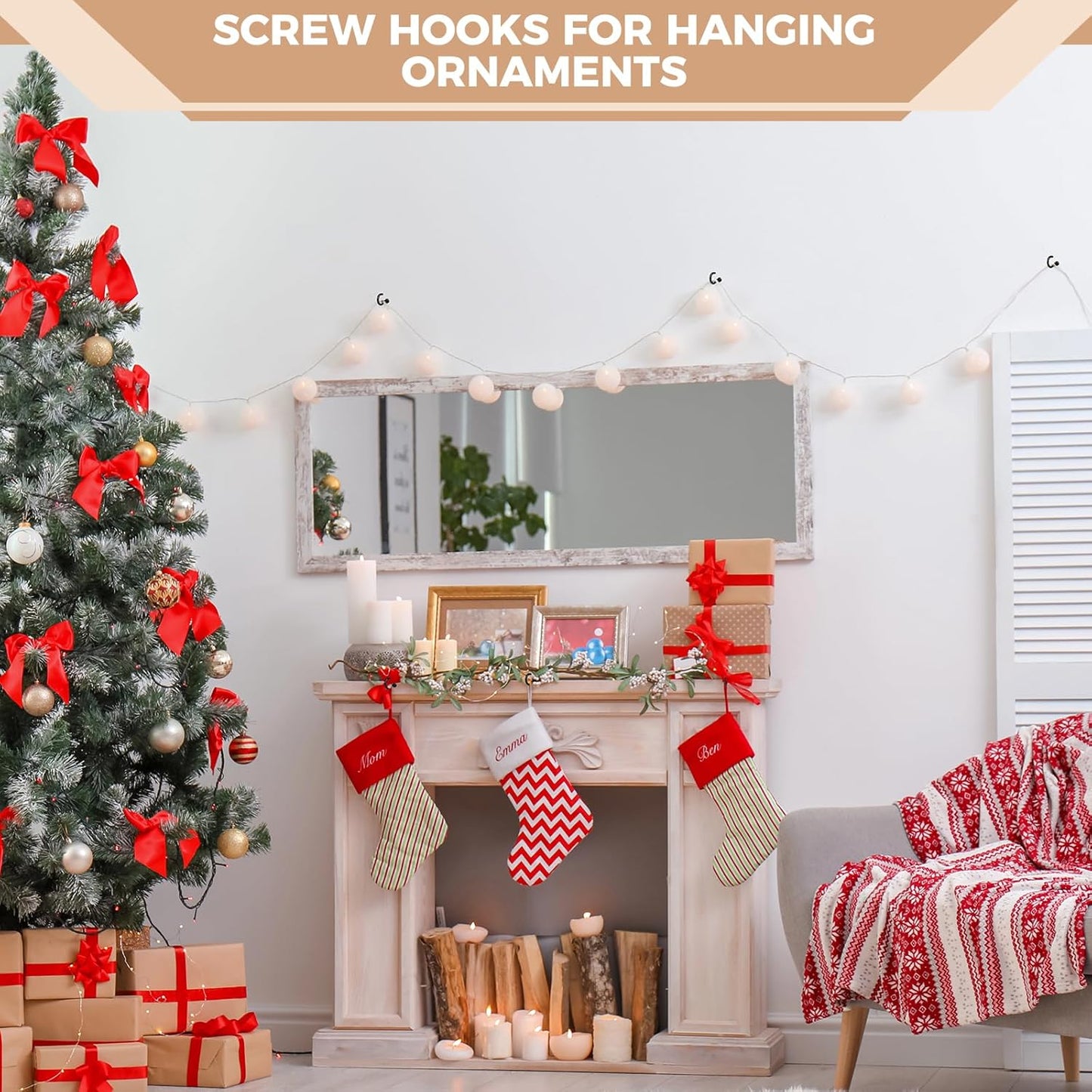 RELBRO Screw Hooks, 6 Sizes Metal Screw in Cup Hooks, 1/2 Inch, 5/8 Inch, 3/4 Inch, 7/8 Inch, 1 Inch, 1-1/4 Inch, Black, 110 Pcs