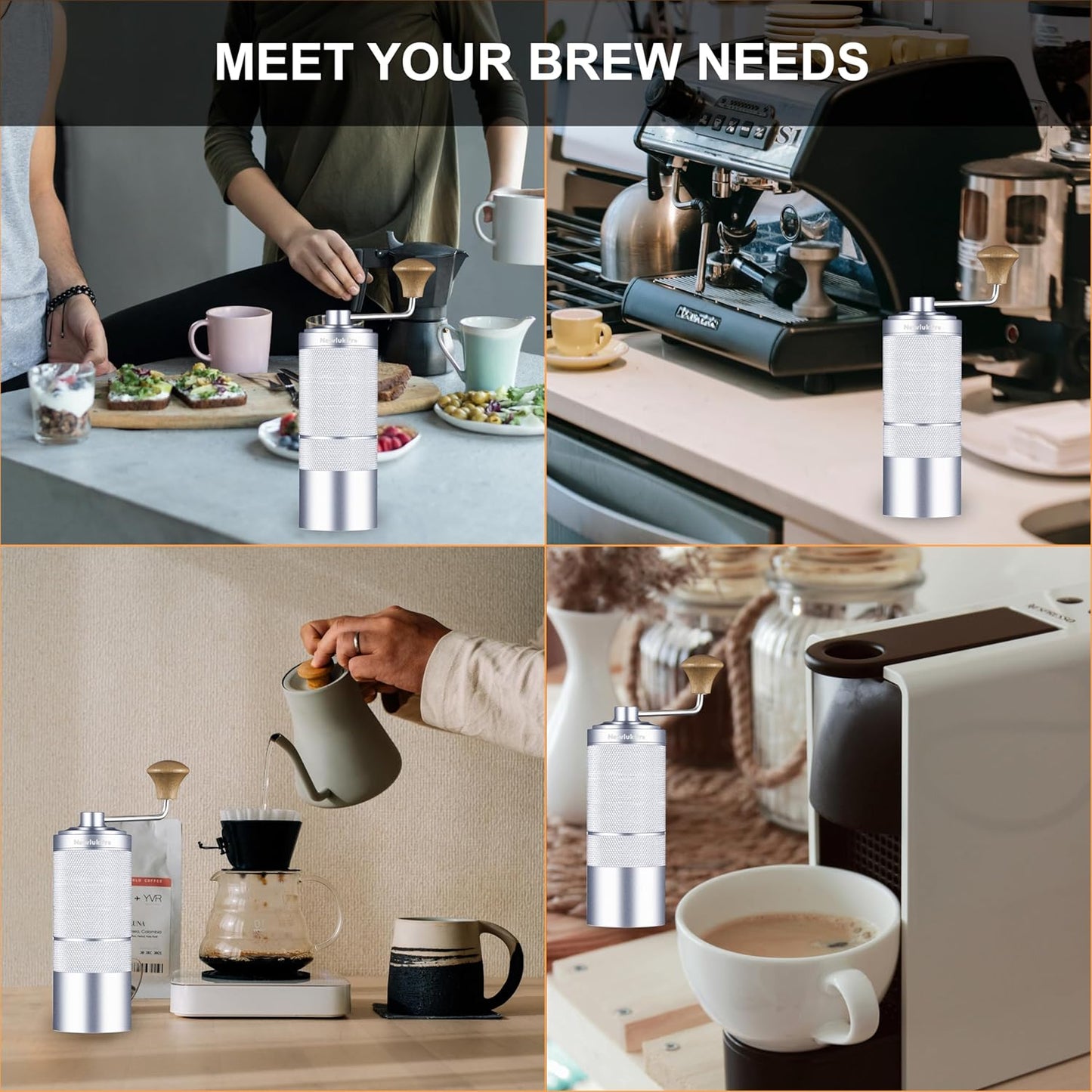 M6 Manual Coffee Grinder,Beautiful Design for Women,Smooth Grinding & Labor Saving,Portable Mini Hand Coffee Grinder for Espresso Pour Over French Press at Home or Camping Travling,Red