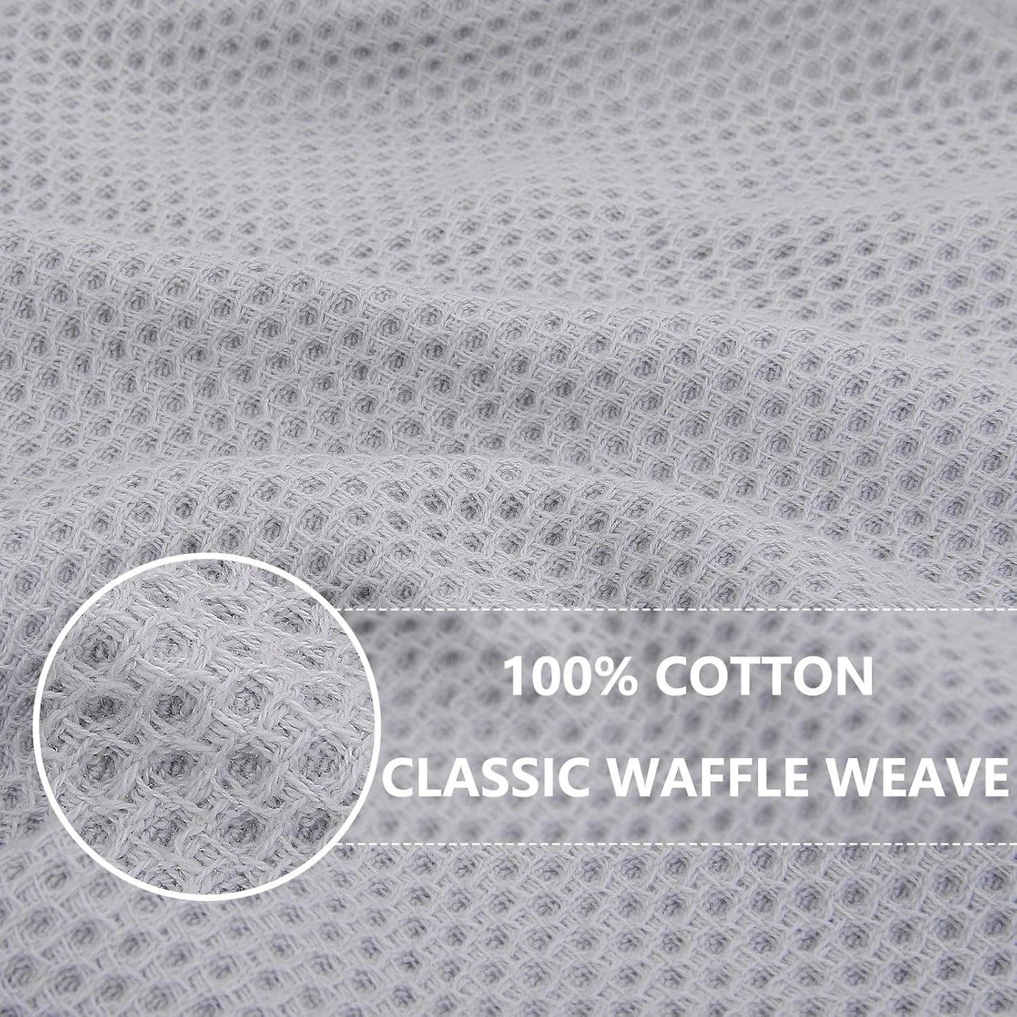 Homaxy 100% Cotton Waffle Weave Kitchen Dish Cloths, Ultra Soft Absorbent Quick Drying Dish Towels, 12 x 12 Inches, 8-Pack, Light Gray
