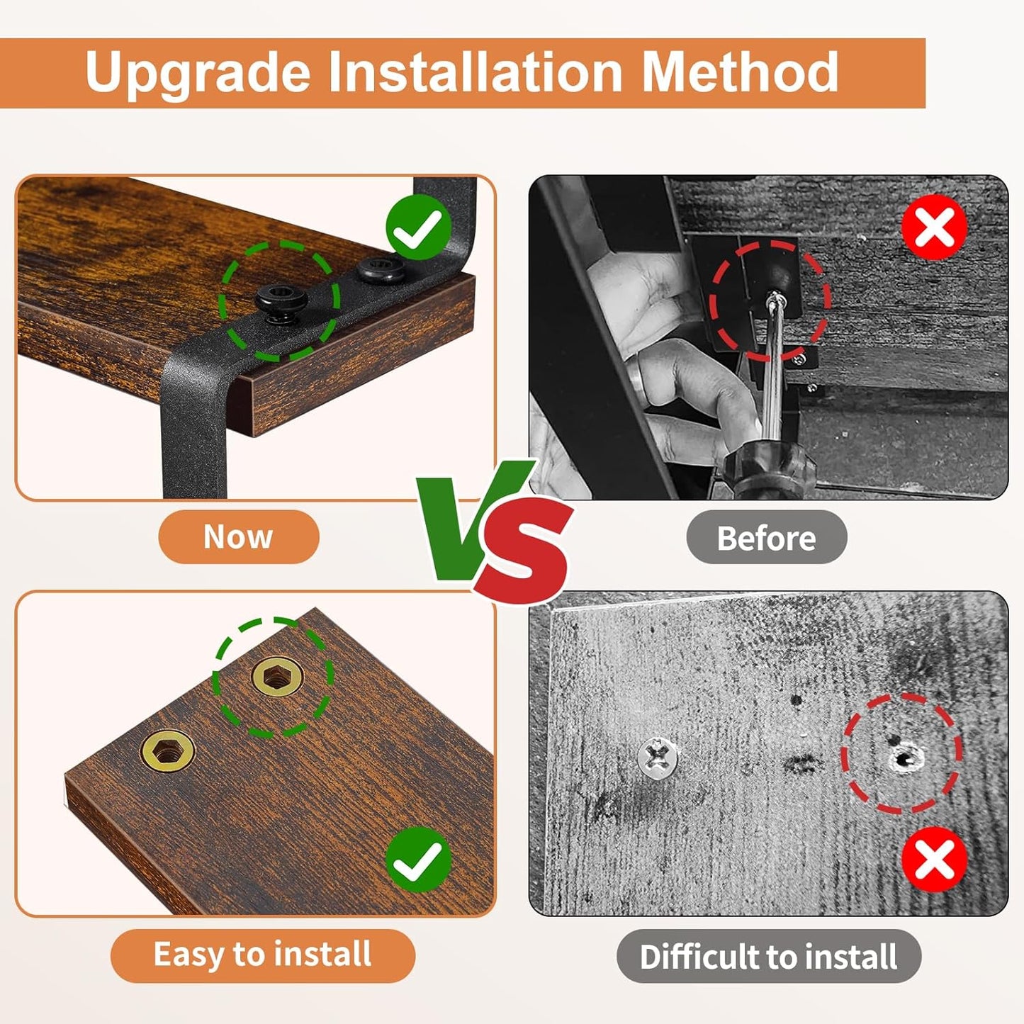 Giikin 3-Tier Spice Rack, 13.8 Inch Wood Step Shelf Countertop Spice Storage Holder, Kitchen Pantry Cabinet Organizer Cupboard for Spice Bottles, Jars, Seasonings, Baking Supplies, Metal Frame