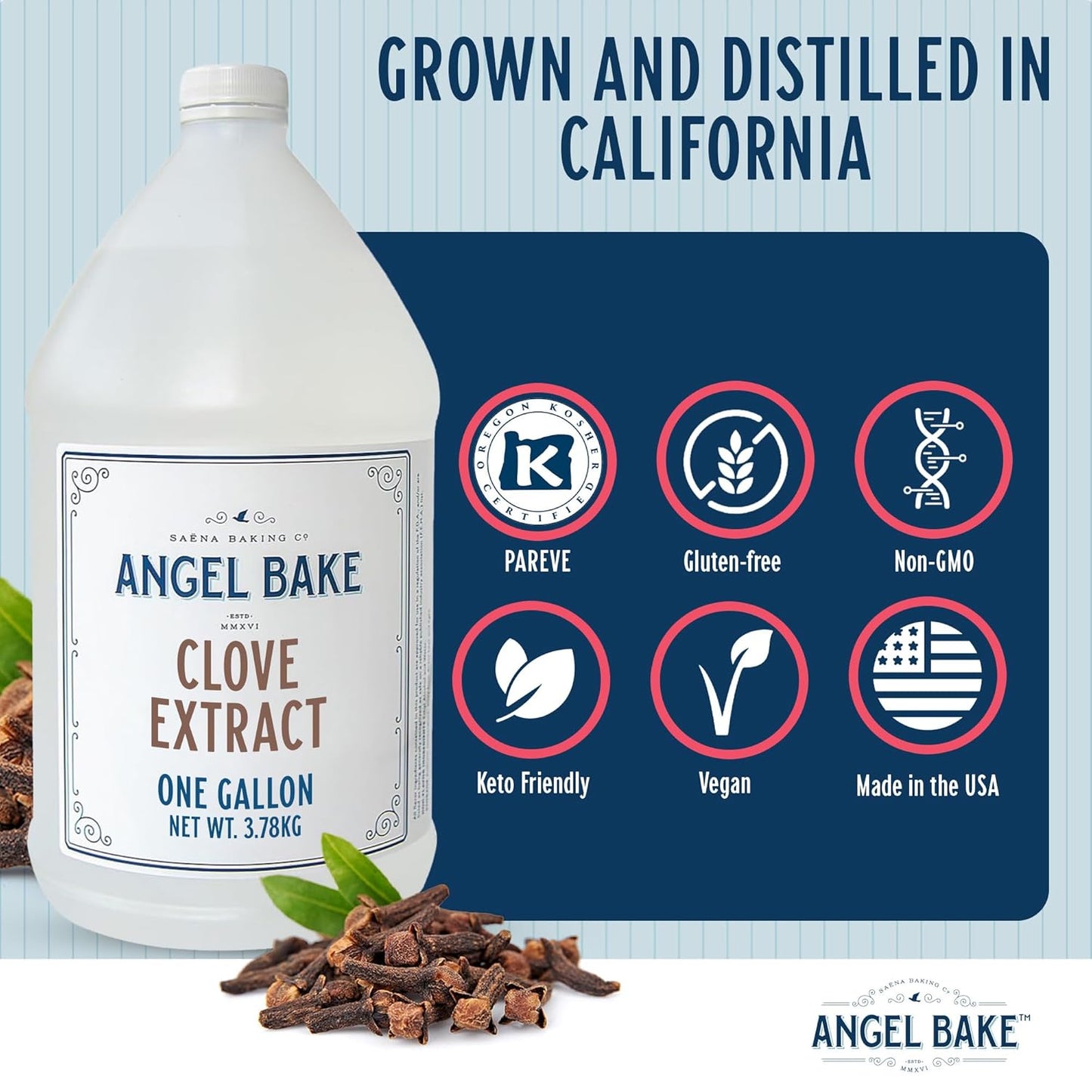 Pure Clove Extract, 1 Gallon - Natural Essence for Beverage Formulations, Bulk Manufacturing, Professional Food Developers - Kosher Certified, Vegan, Gluten-Free, Keto Friendly