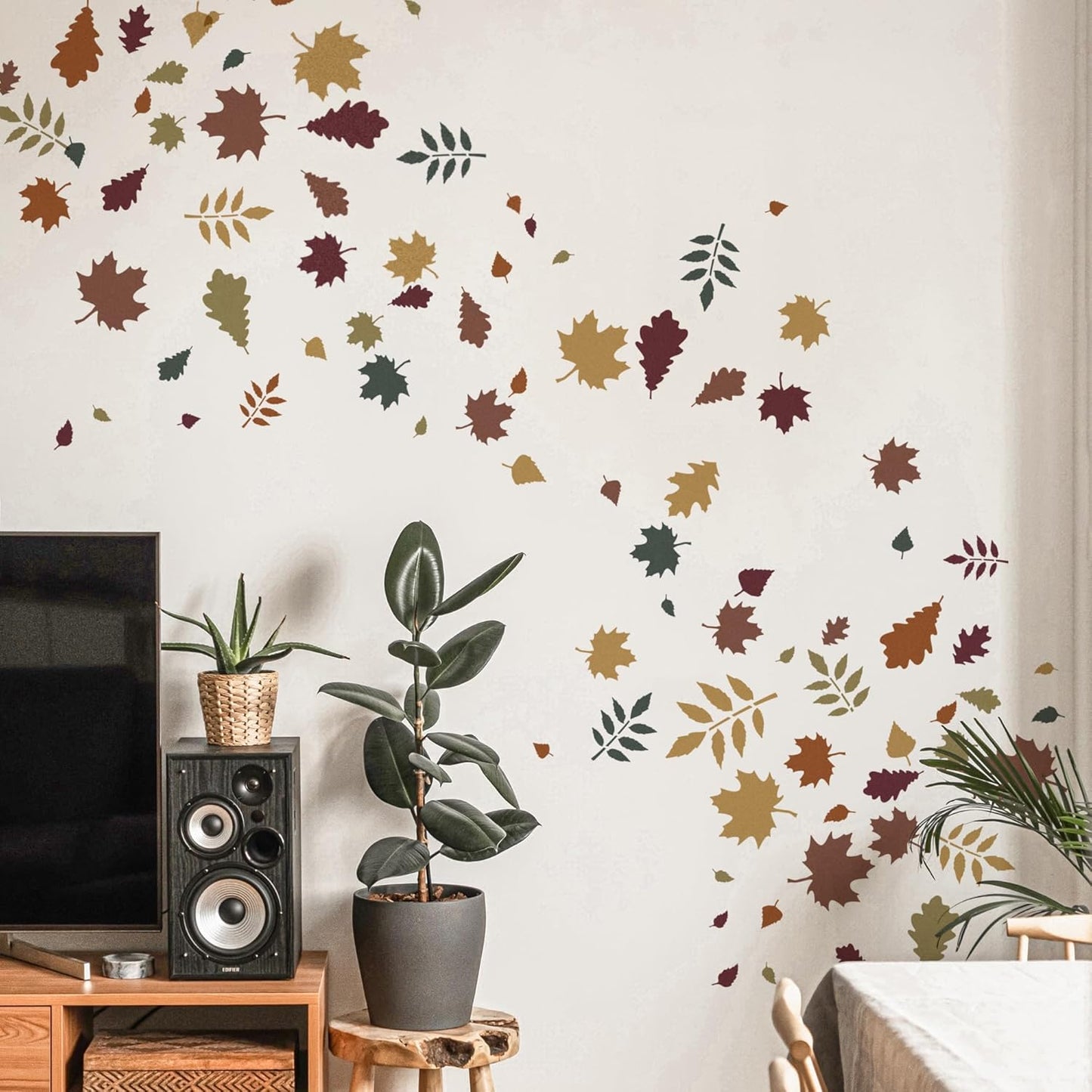 NAKLEO Painting Stencil for Crafts A3 11.8” x 16.5”, Autumn Leaves Nature Pattern, Reusable Plastic DIY & Scrapbooking Drawing Template, Decoupage Art Home Decor, Wall Wood Fabric Furniture