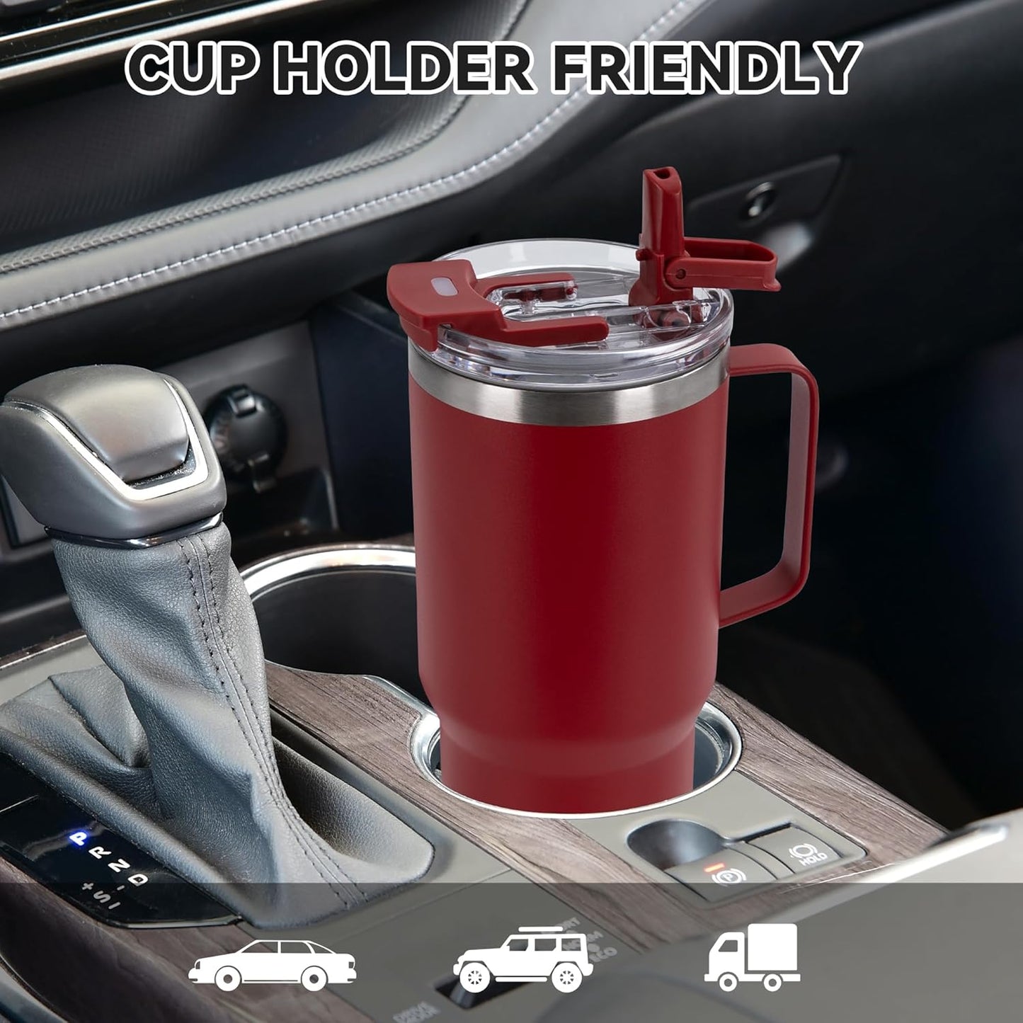 HASLE OUTFITTERS 30oz Tumbler With Handle, Insulated Travel Coffee Mug With Straw Leak-Proof Double Wall Stainless Steel Vacuum Tumblers Metal Cup with Straw for Hot and Cold Drink