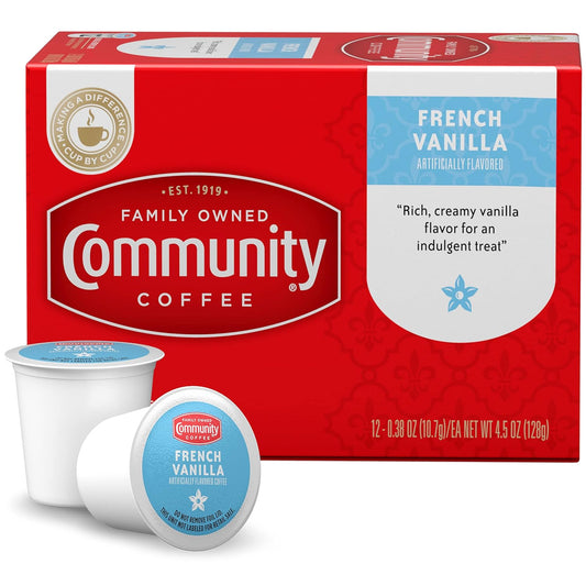 Community Coffee French Vanilla Flavored 36 Count Coffee Pods, Medium Roast, Compatible with Keurig 2.0 K-Cup Brewers, 12 Count (Pack of 3)