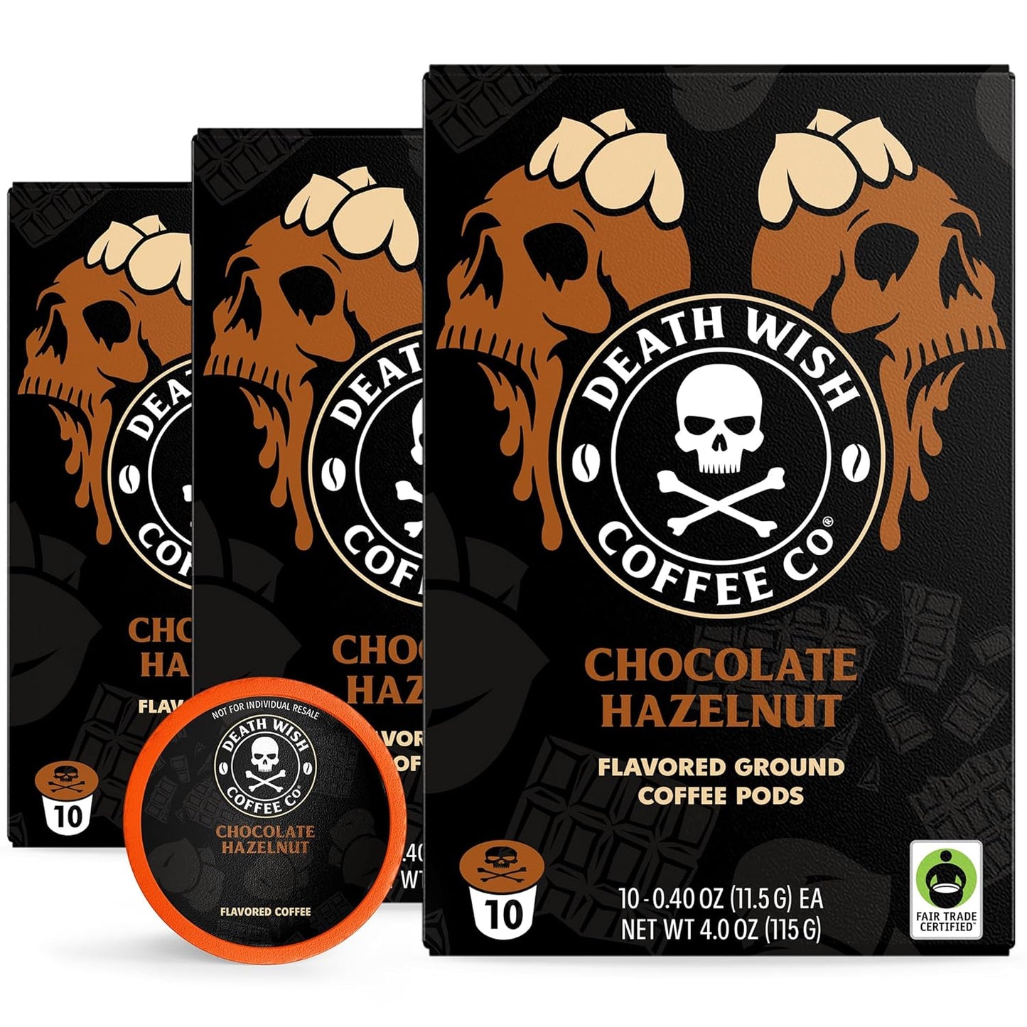 Death Wish Coffee - Single Serve Pods - Dark Roast Coffee Pods - Made with USDA Certified Organic (Chocolate Hazelnut, 30 Count)