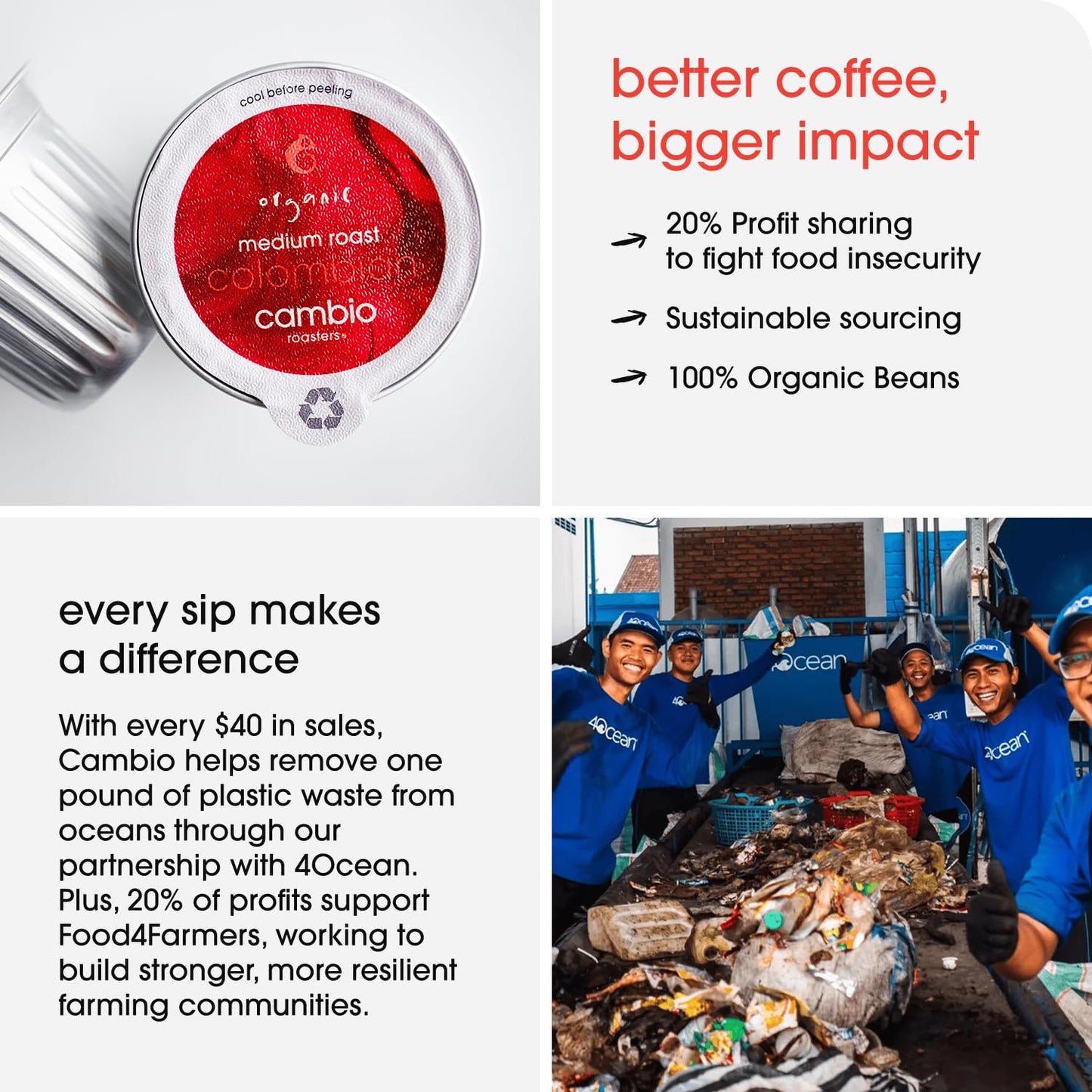 Cambio Roasters Colombian Organic Coffee K Cups for Keurig, Medium Roast Coffee K-Cup, Only Aluminum Keurig K Cups with Organic Beans, More Flavor & Longer Lasting Freshness, Medium Roast, 10 count