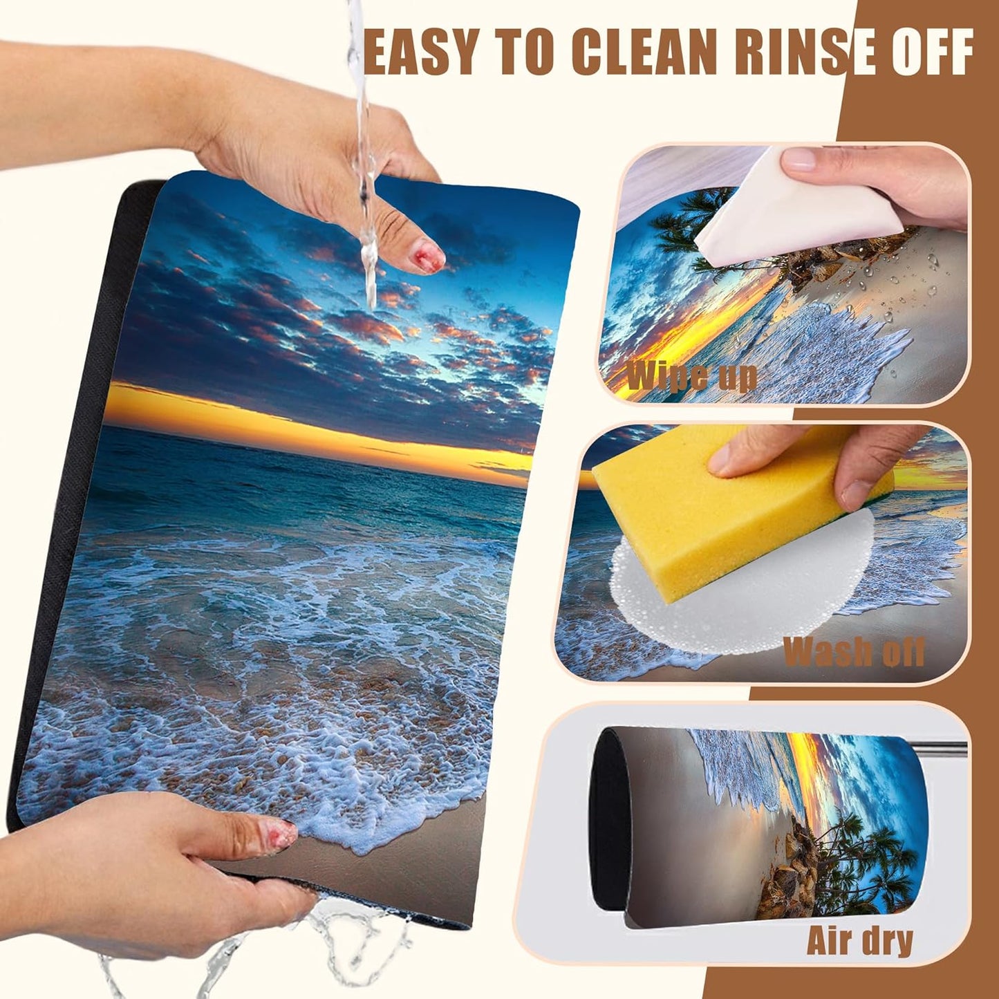 Sunrise over the Beach Coffee Mat Absorbent Dish Drying Mat for Kitchen Counter Hide Stain Rubber Backed Coffee Bar Accessories Fit Under Espresso Machine Cafe Table, 15.7 x 23.6 Inch