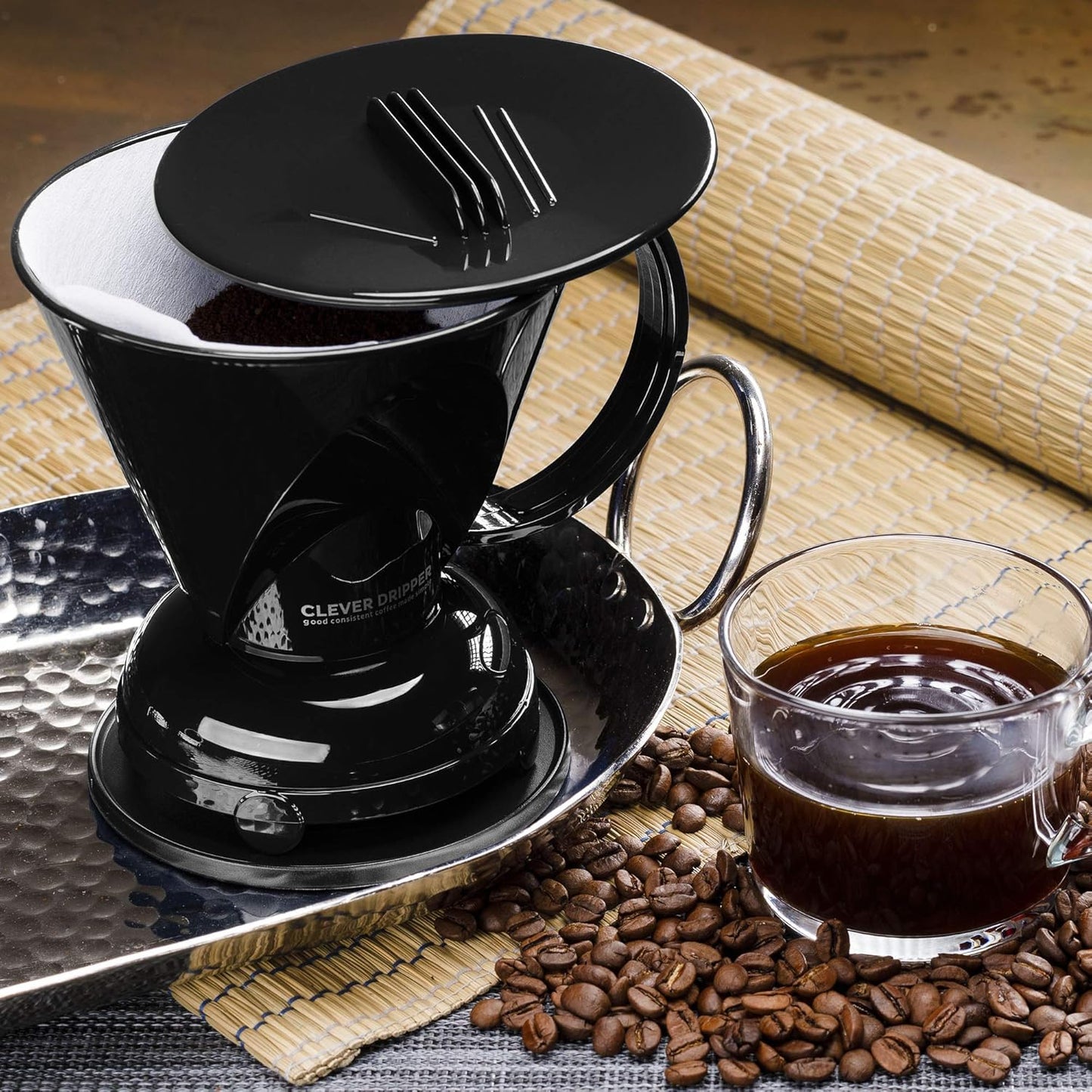 Clever Coffee Dripper and Filters, Large 18 oz (Black)| Barista's Choice| Safe BPA Free Plastic|Includes 100 Filters